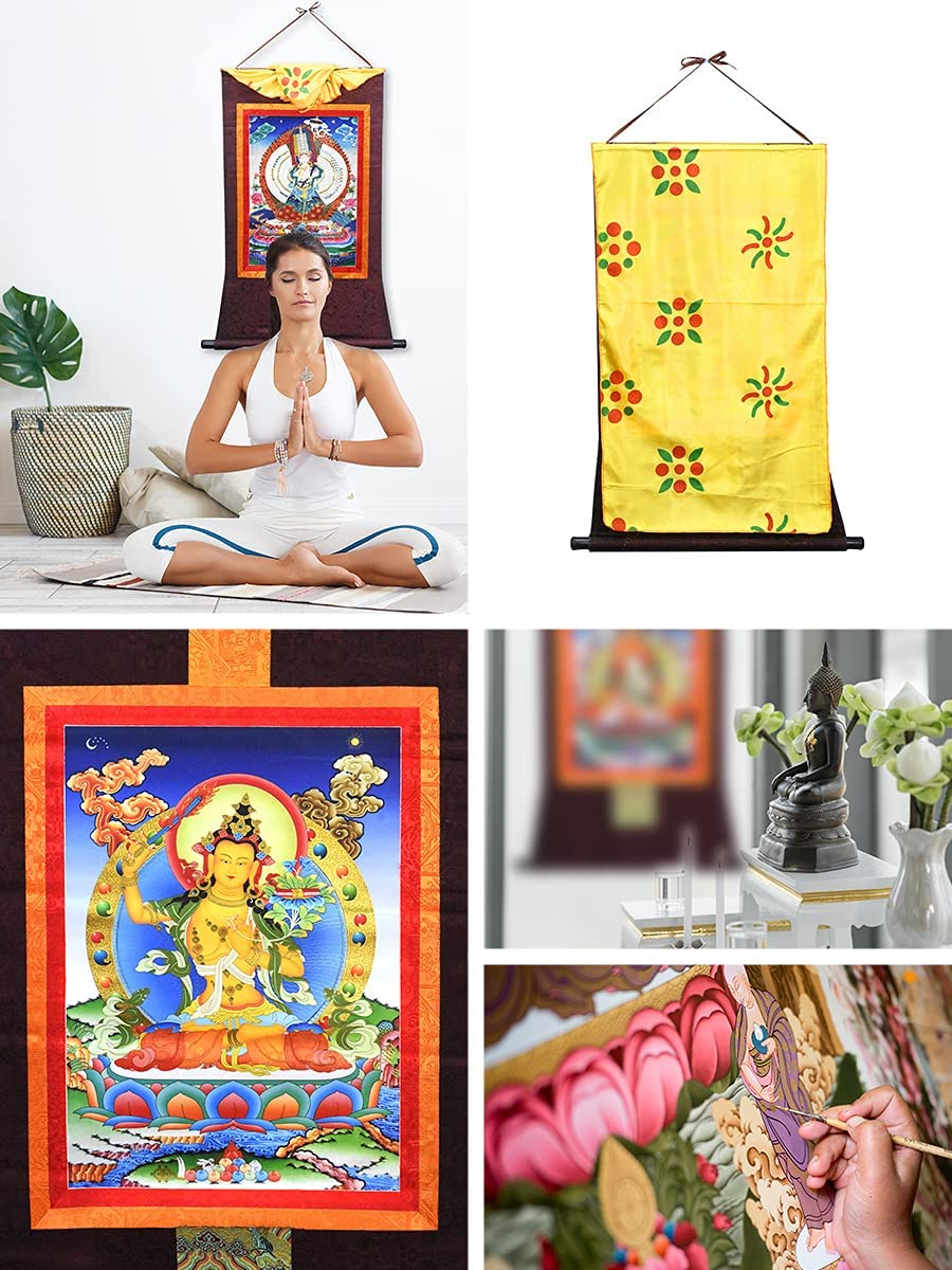 Handmade Tibetan Green Tara Thangka Wall Hanging - Authentic Buddhist Thanka Painting for Meditation, Yoga & Home Decor - Perfect for Spiritual Spaces, Altars & Mindful Living