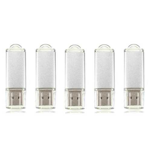 5-Pack 128MB USB 2.0 Flash Drives - Silver Thumb Drive Memory Sticks for Data Storage, File Transfer, School & Office Use