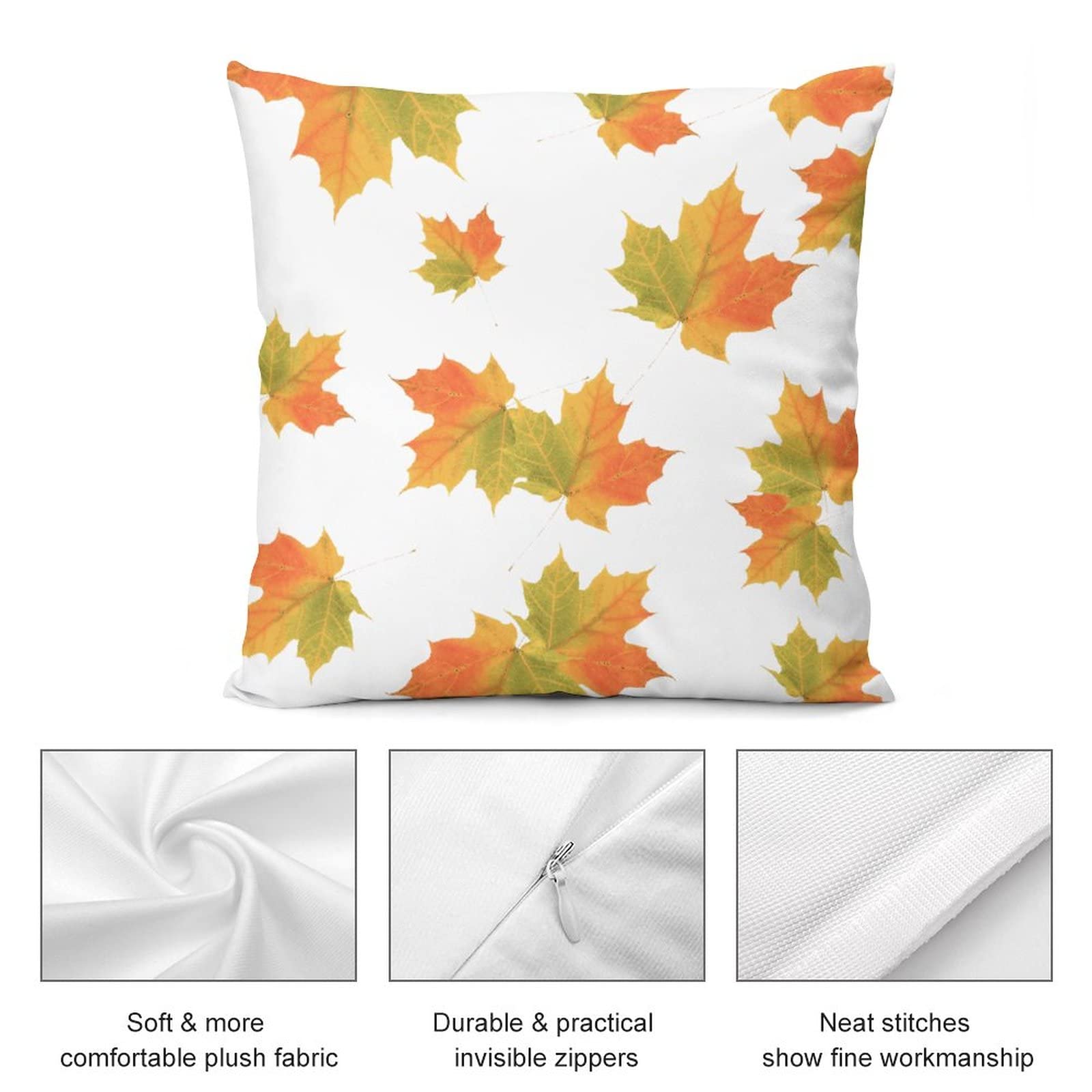 Farmhouse Style 24x24 Inch Fall Maple Leaves Pillow Covers - Thanksgiving & Holiday Decor Throw Cushion Covers for Sofa, Couch and Bed - Cozy Autumn Home Decor for Living Room & Bedroom