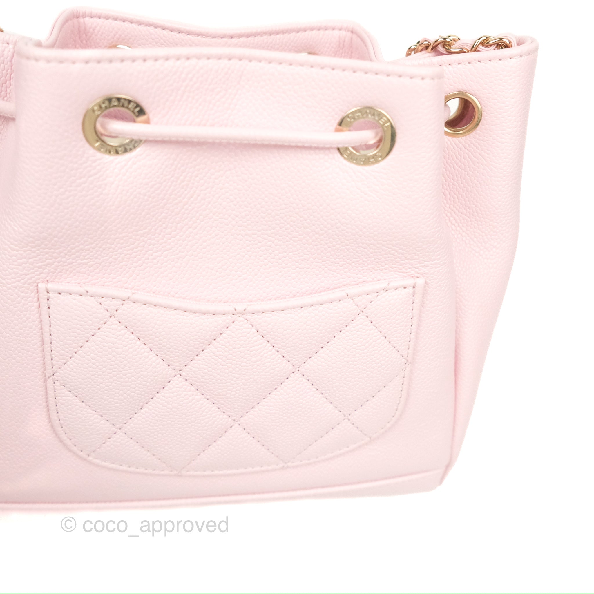 Chanel Business Affinity Drawstring Bucket Bag in Light Pink Caviar Leather with Gold Hardware - Perfect for Work, Travel & Everyday Luxury