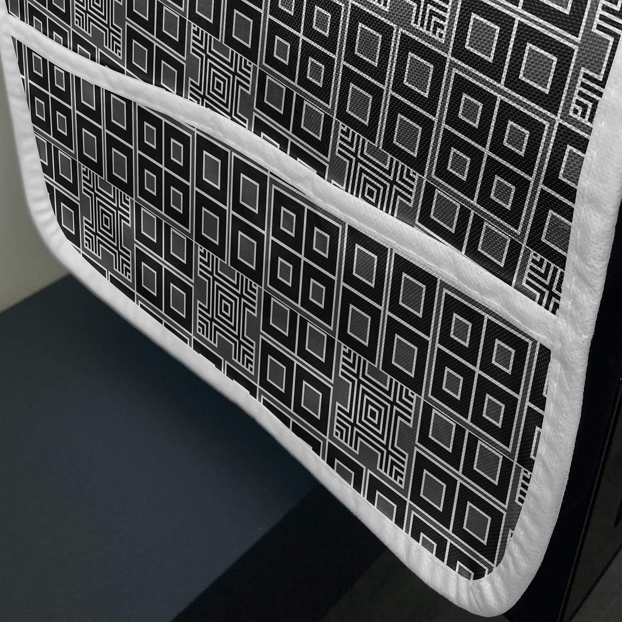 Ambesonne Geometric Microwave Cover - Waterproof Kitchen Organizer with Pockets, Black & White Concentric Square Design, 36