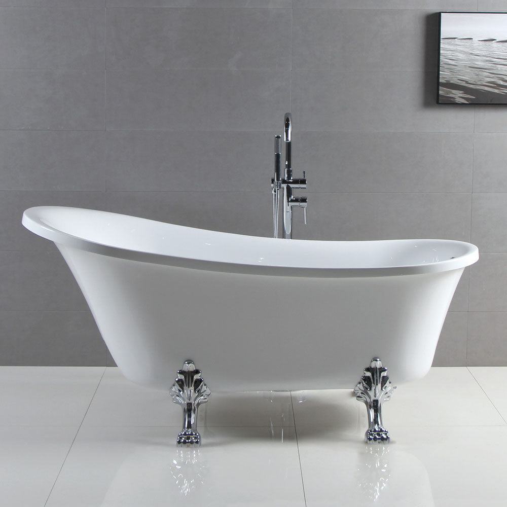 Fienza FR2550 1500C 1500mm Freestanding Acrylic Bathtub with Chrome Claw Feet - Luxurious Spa Experience for Modern Bathrooms & Master Suites