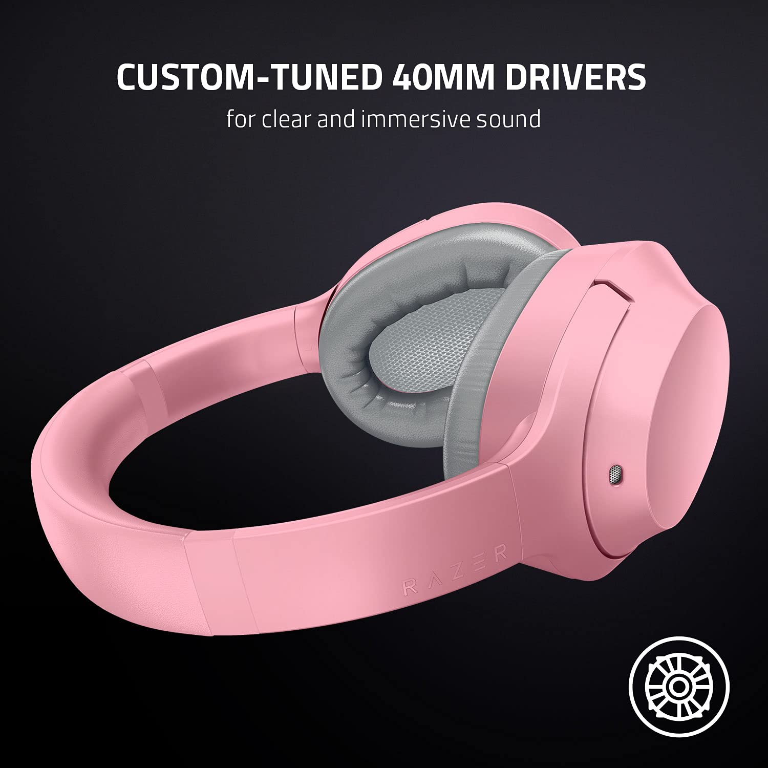 Razer Opus X Wireless ANC Headphones with Active Noise Cancellation, 40mm Drivers, Built-in Mic, 40H Battery Life - Quartz Pink for Gaming, Music & Work from Home