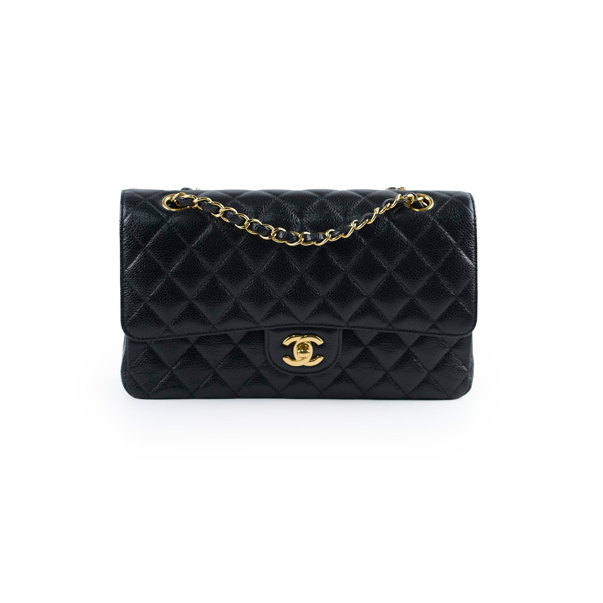 Chanel Medium M/L Caviar Classic Flap Black 24 Series Handbag - Luxury Designer Shoulder Bag for Women, Perfect for Work, Evening Events & Special Occasions