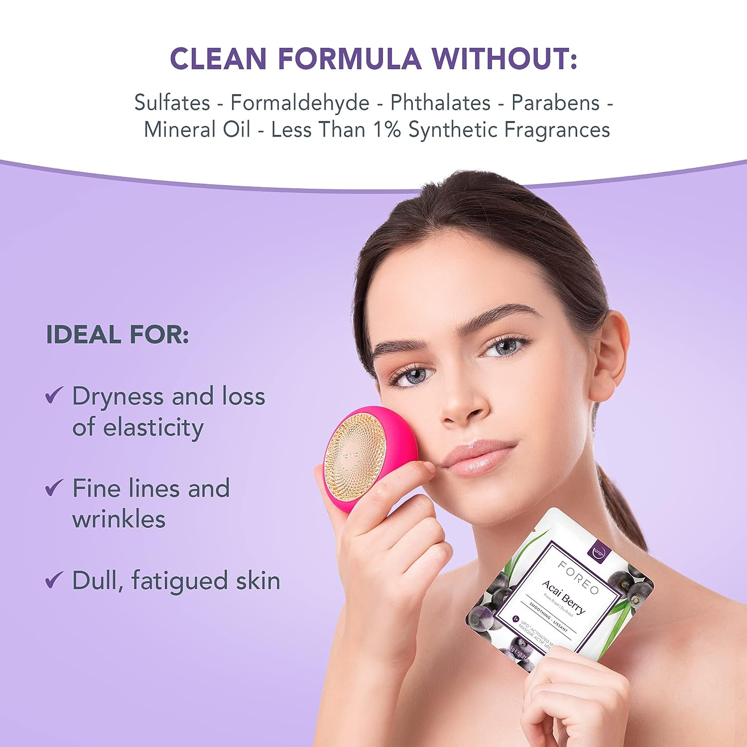 FOREO UFO Acai Berry Facial Mask - Hydrating & Brightening Sheet Mask for Glowing Skin | Perfect for Spa Night, Self-Care Routine & Travel Skincare