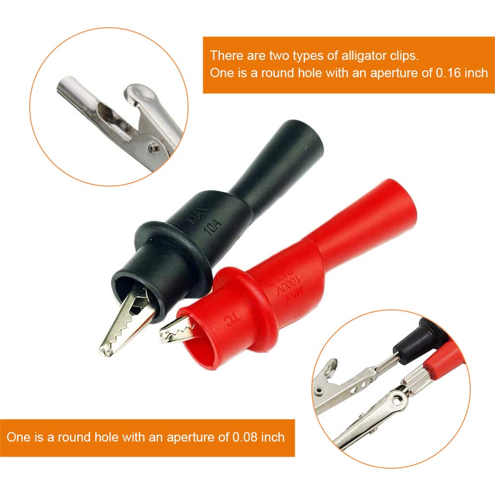4PCS 1000V 10A Heavy Duty Silicone Alligator Clips Test Leads with Banana Plugs - Professional Electrical Testing Probes for Circuit Testing, Wiring & Automotive Diagnostics - Perfect for Electronics Lab, DIY Projects, Home Repair & Car Maintenance