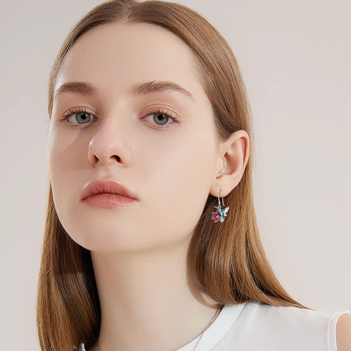 PEIMKO Sterling Silver Hummingbird Dangle Earrings - Cute Floral Drop Earrings for Women | Perfect for Weddings, Parties & Everyday Wear