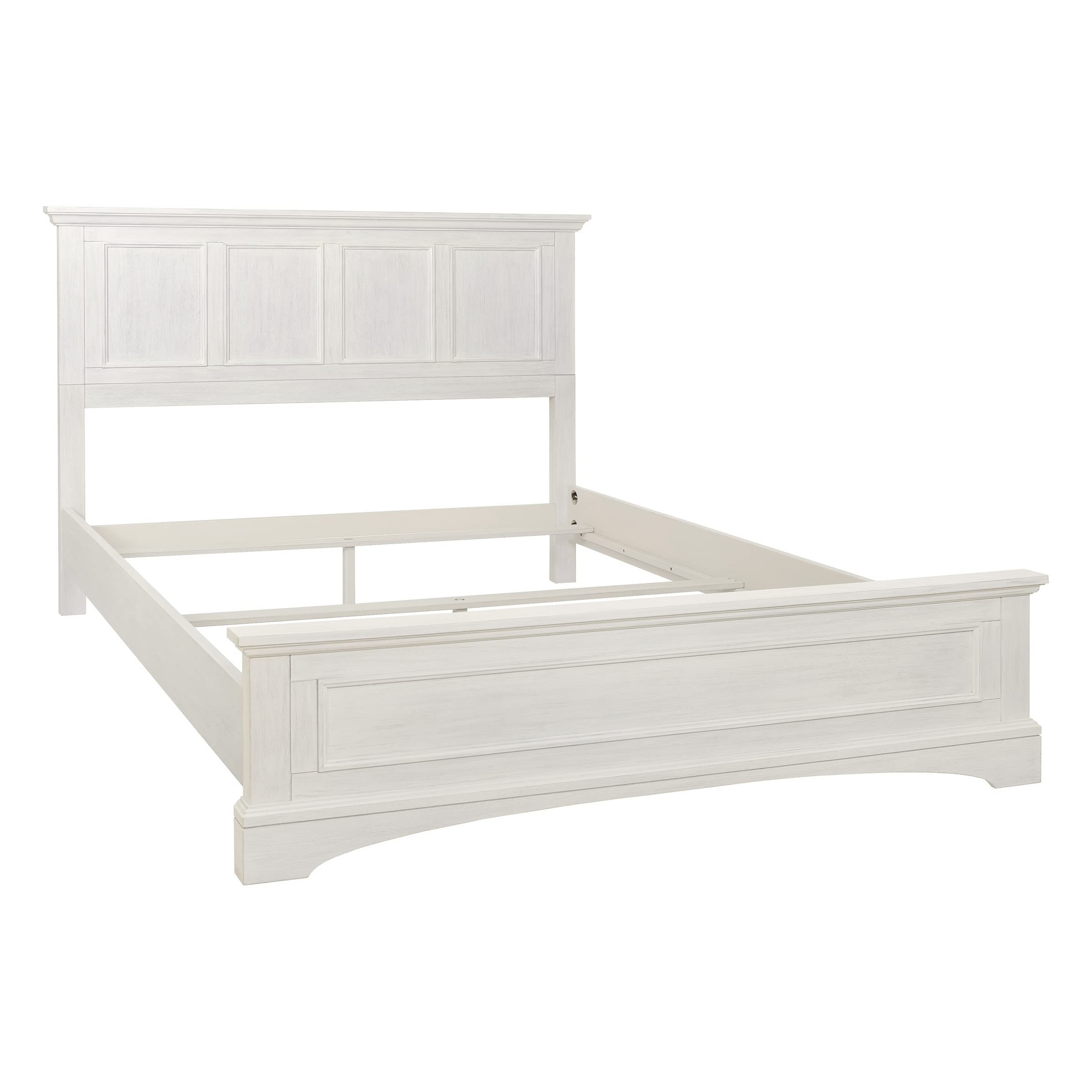 OSP Home Furnishings 4-Piece Farmhouse Bedroom Set - Queen Bed, 2 Nightstands & 3-Drawer Chest in Rustic White | Perfect for Cozy Country-Style Bedrooms & Guest Rooms