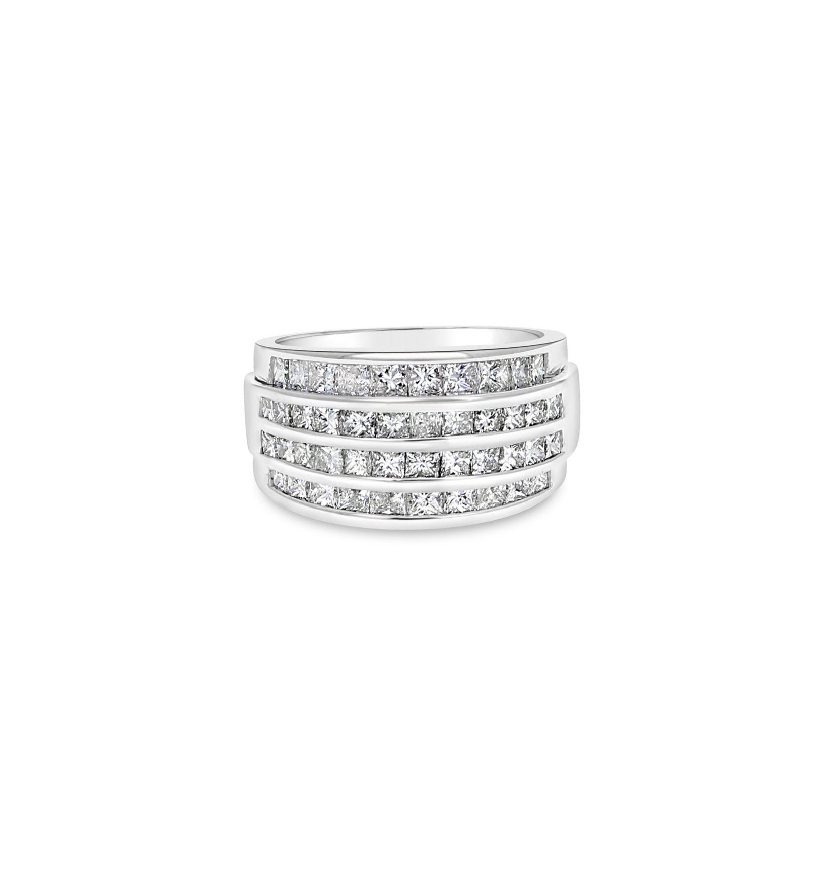 2.14cttw Princess Cut Diamond Cocktail Ring in 14k White Gold | Elegant Party & Evening Wear Jewelry for Women