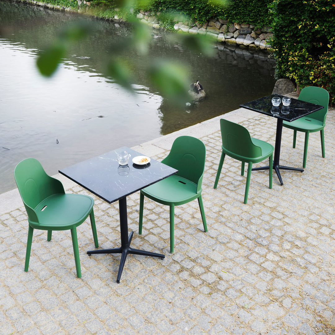 Allez Square Outdoor Cafe Table - Durable Metal Bistro Set for Patio, Garden, Restaurant - Weather-Resistant & Easy to Clean - Perfect for Dining, Coffee, Socializing Outdoors