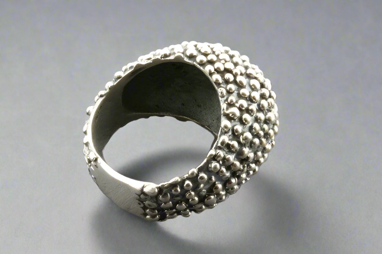 Oxidized & Beaded Sterling Silver Signet Ring for Men & Women - Perfect for Everyday Wear, Gifts & Special Occasions