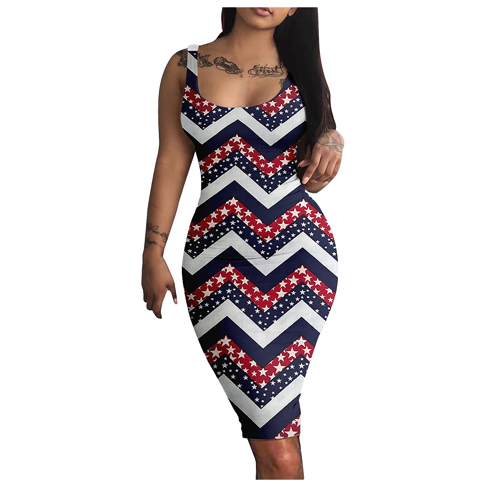 Sexy Women's Romper Dress - Sleeveless Halter Backless Sling Dress with American Flag Print | Perfect for Summer Parties, Beach Vacations & 4th of July Celebrations