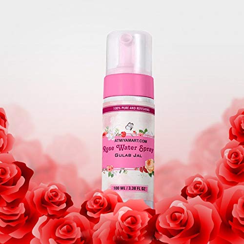 Atmiyamart 100% Pure Rose Water Spray for Face & Skin - Natural Makeup Remover & Hydrating Toner (100ml) | Perfect for Daily Skincare, Makeup Removal & Refreshing Mist