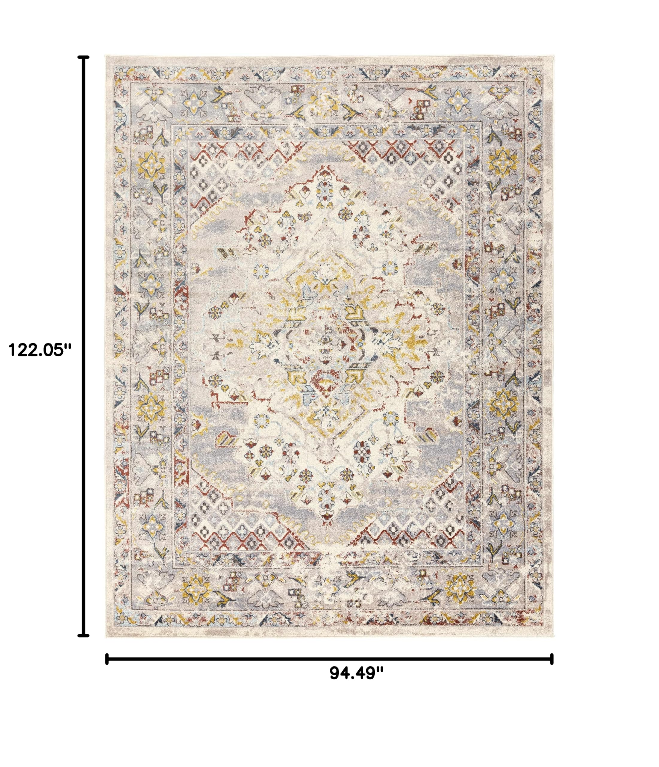 Hauteloom Newkirk Traditional Area Rug - Gray, Beige, Red - 7'10