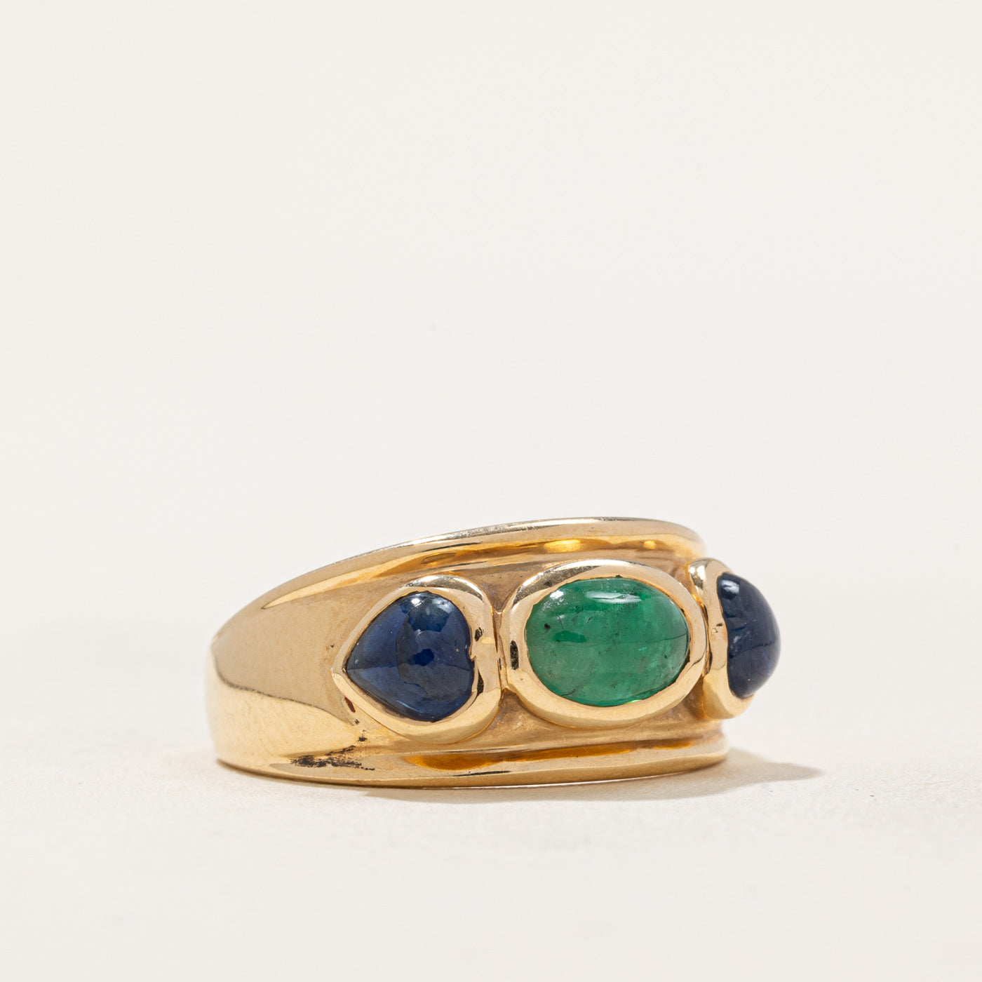 Emerald & Sapphire Ring - 0.75ct Genuine Emerald & 1.20ctw Sapphire - Size 7.5 - Elegant Wedding, Engagement & Anniversary Jewelry Gift for Women