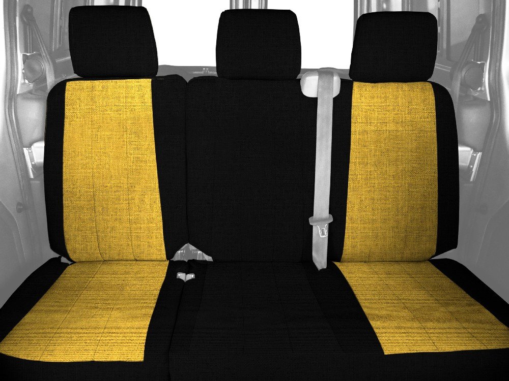 CalTrend Tweed Seat Covers for 2002 Chevy Trailblazer - Yellow & Black Trim | Car Interior Upgrade