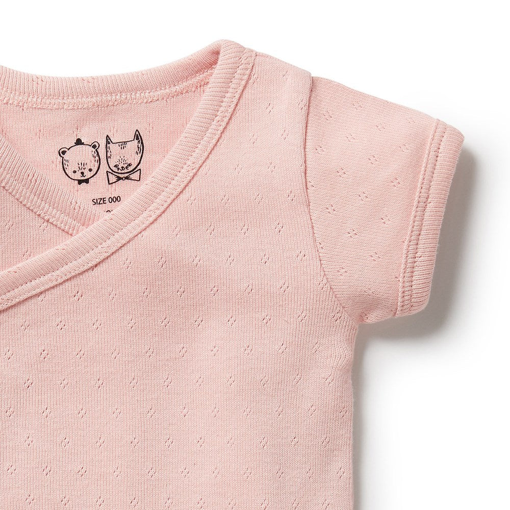 Organic Pointelle Kimono Bodysuit - Soft Cotton Baby Romper for Newborns & Infants | Perfect for Photoshoots, Playdates & Special Occasions