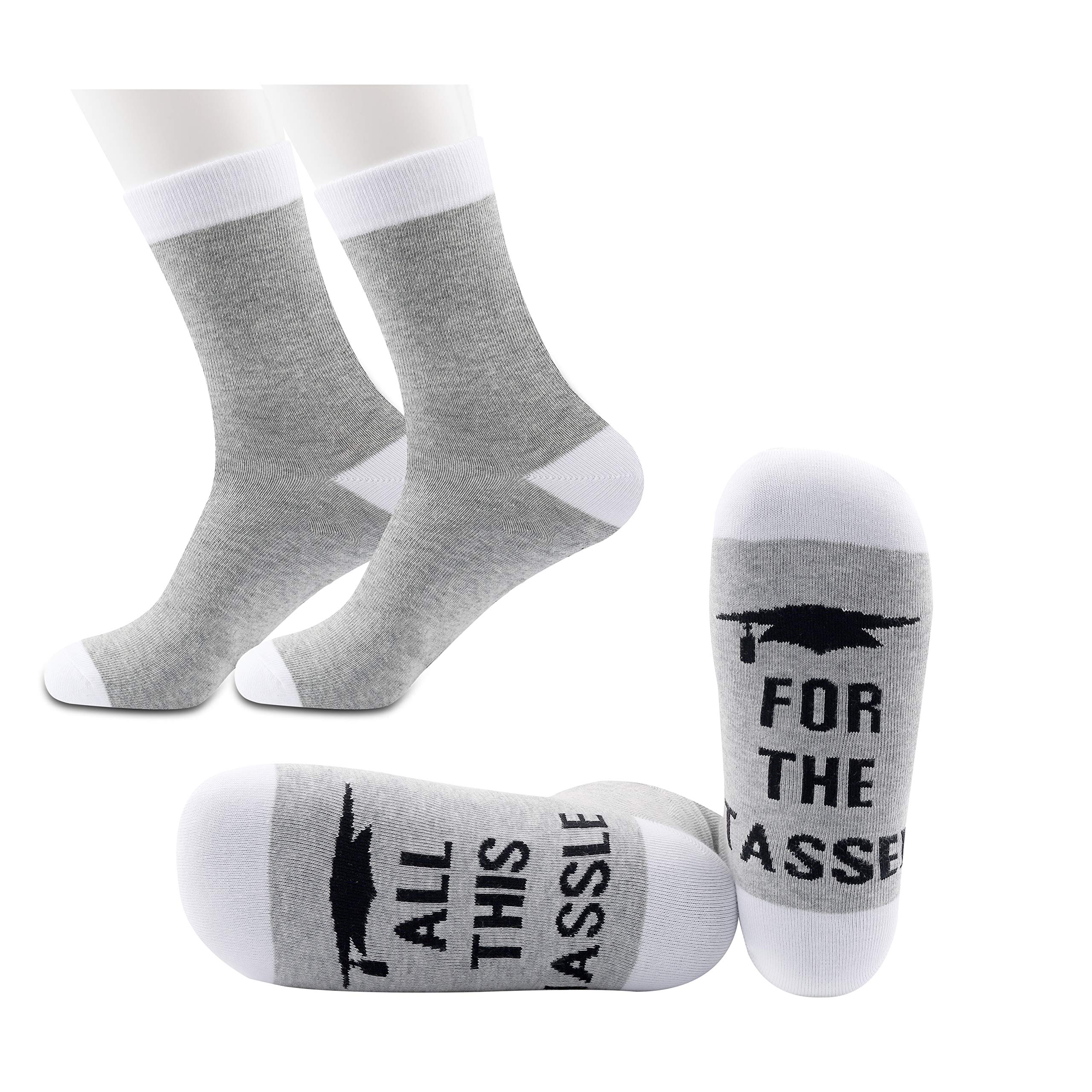 JXGZSO Class of 2025 Graduation Socks - Funny 'All This Hassle For The Tassel' Novelty Socks for Graduates - Perfect 2025 Graduation Gift for High School & College Students - Great for Graduation Parties & Photo Shoots