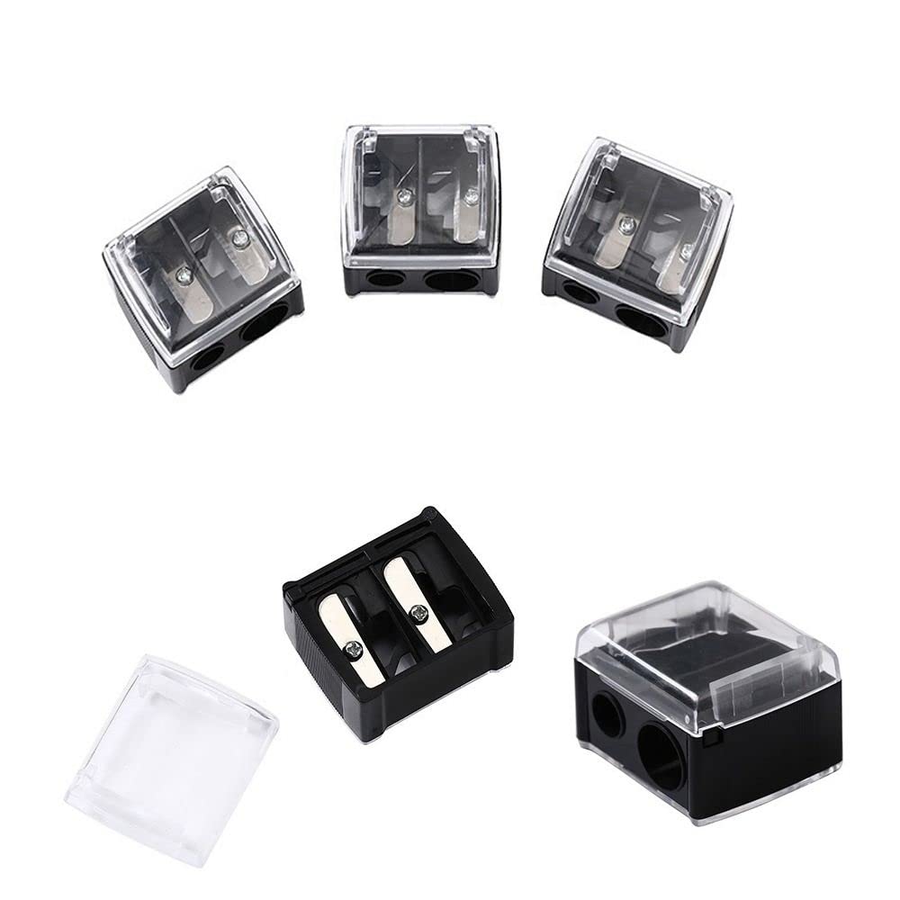 Andy's Orchids Dual Hole Cosmetic Pencil Sharpener - Eyeliner, Lip & Eyebrow Pencil Sharpener with Cover (5 Pack) - Perfect for Makeup Kits, Travel & Professional Makeup Artists