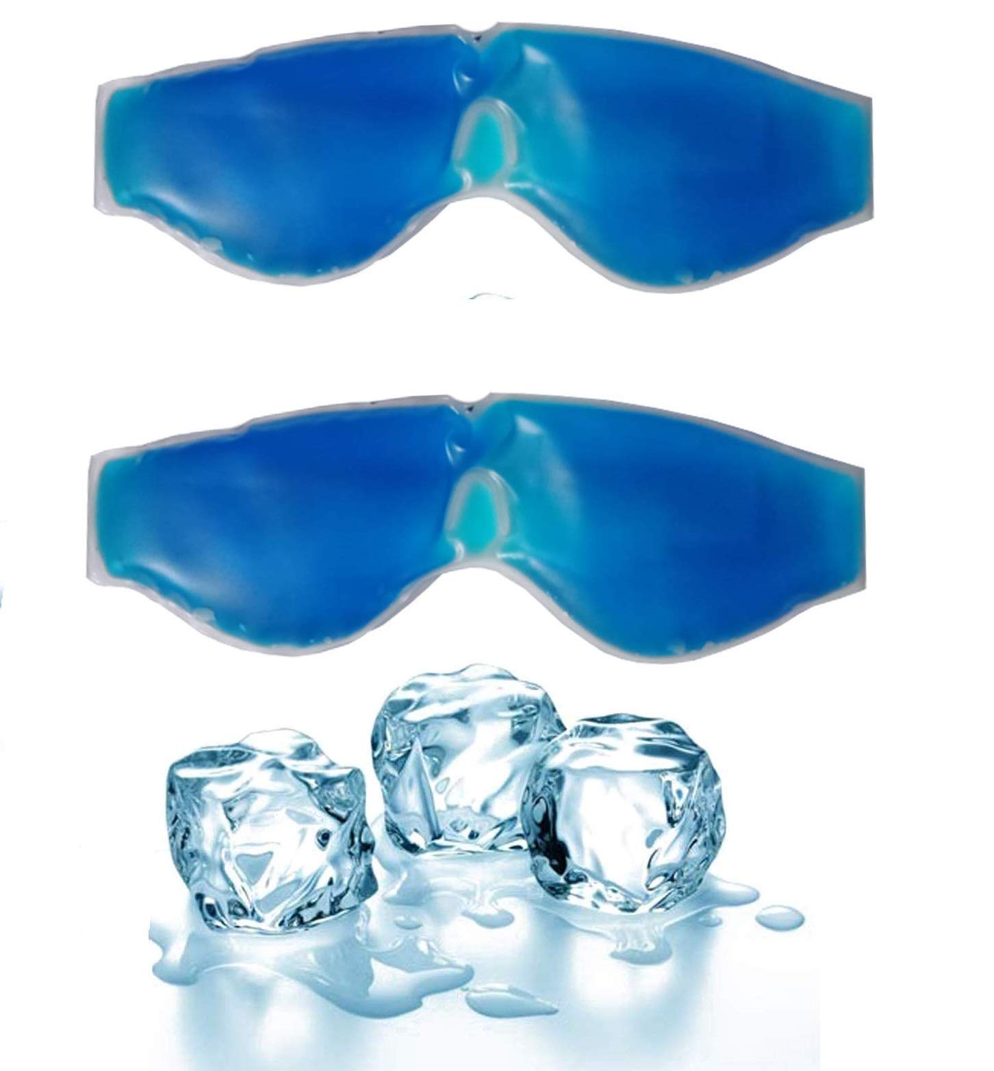 Zollyss 2-Pack Cooling Gel Eye Mask for Dark Circles & Puffiness Relief | Hydrating Dry Eyes & Reducing Redness | Reusable Cold Compress for Headaches & Pain | Sleep Mask for Men & Women | Perfect for Travel, Office & Home Use - Blue