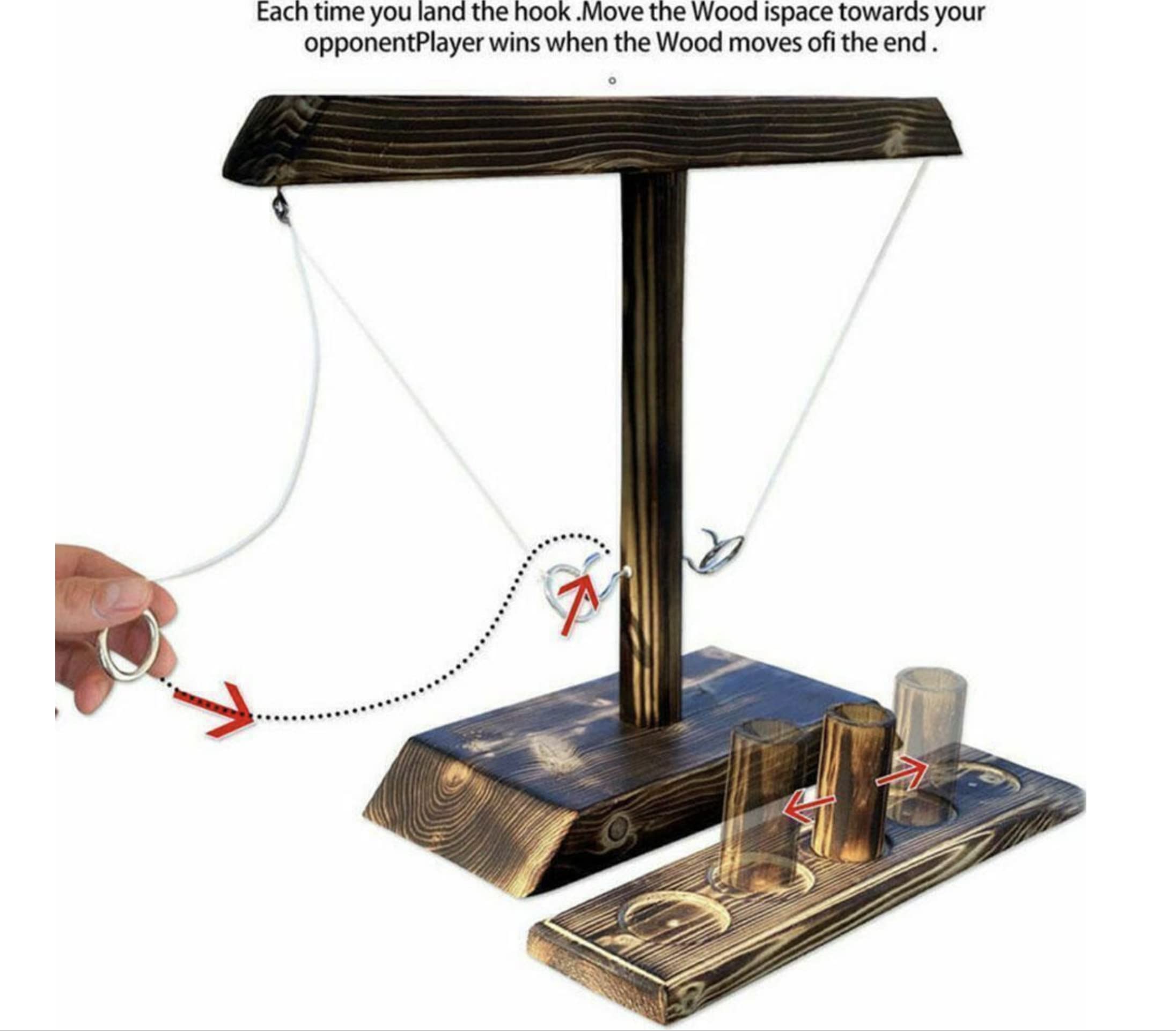 LKG® Wooden Ring Toss Drinking Game Set - Fun Hook & Ladder Party Game for Adults | Bar & Pub Entertainment | Perfect for Indoor Parties, Tailgates & Backyard Gatherings