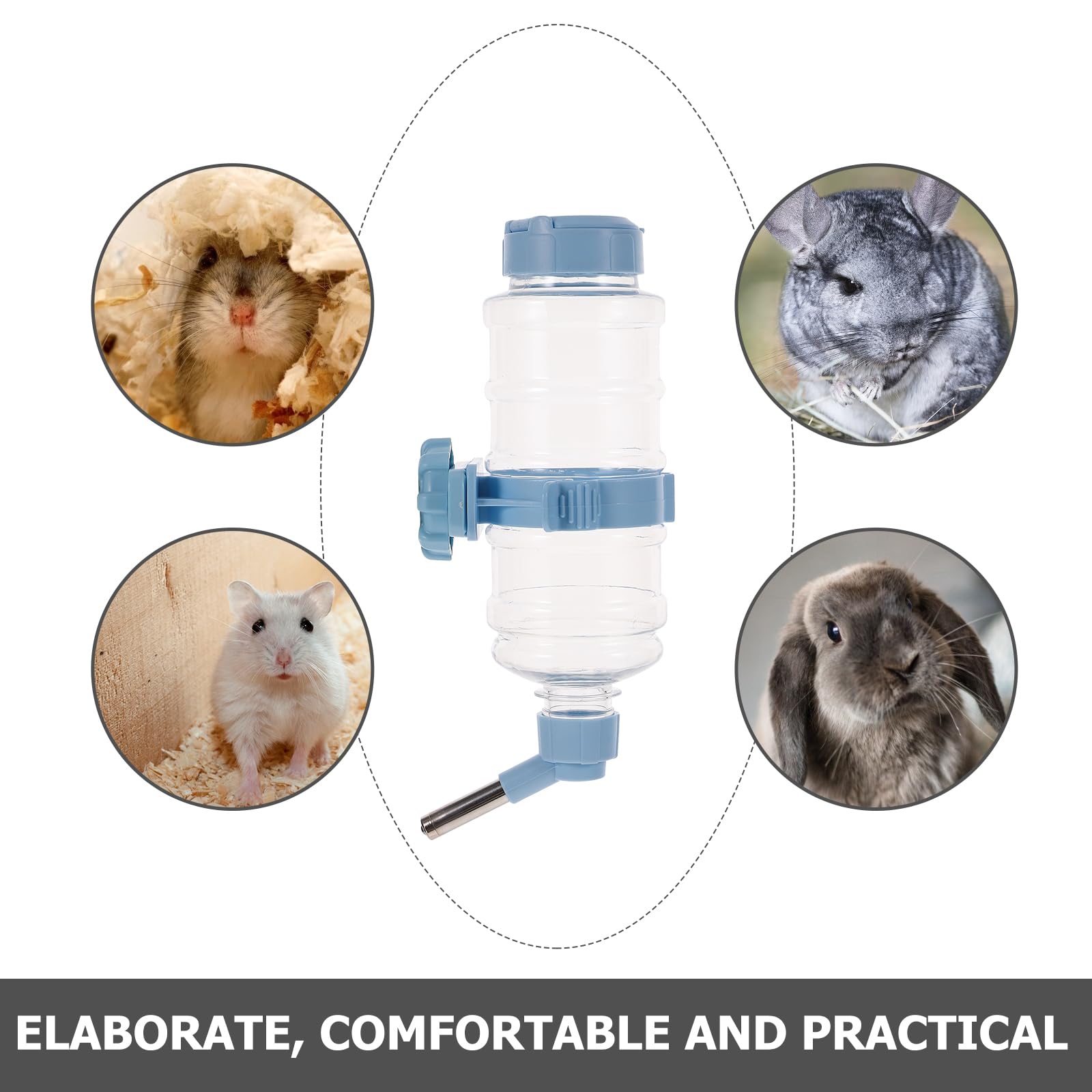 TEHAUX 16oz (473ml) Portable Pet Water Bottle Dispenser - Leak-Proof Travel Water Feeder for Dogs & Cats, Sky Blue - Perfect for Hiking, Camping & Outdoor Adventures
