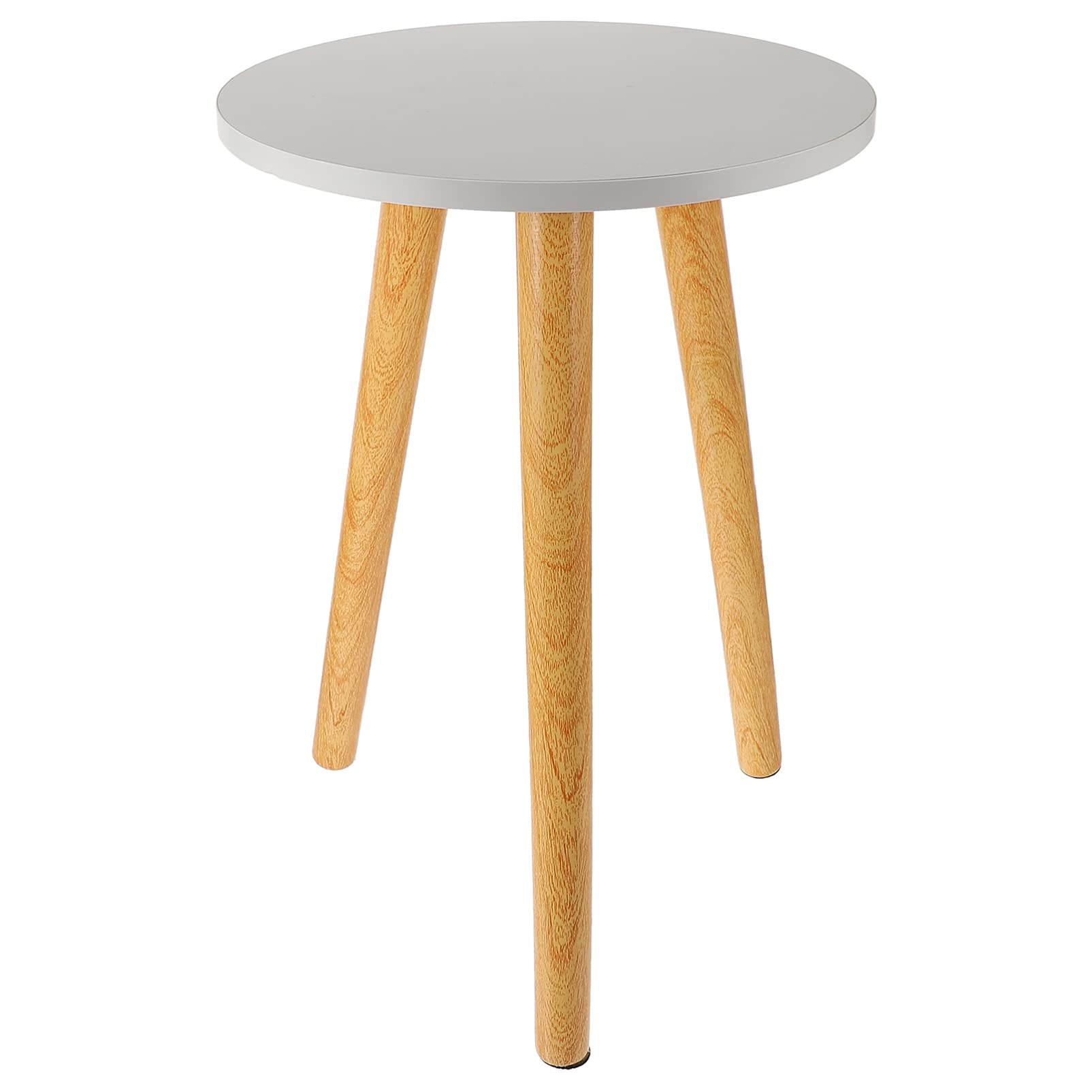 Modern Round Wooden Coffee Side Table - Small Rustic End Table for Bedroom, Living Room & Outdoor Use - White Nesting Tray Corner Table - Perfect for Coffee, Tea & Home Decor
