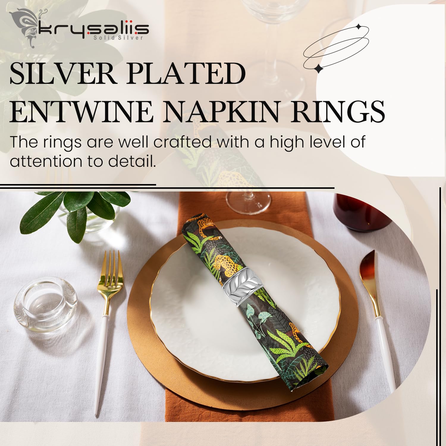 Elegant Silver-Plated Engravable Napkin Rings for Wedding & Dining - Personalized Stainless Steel Tableware Set in Premium Gift Box - Perfect for Formal Dinners, Bridal Showers & Holiday Tablescapes