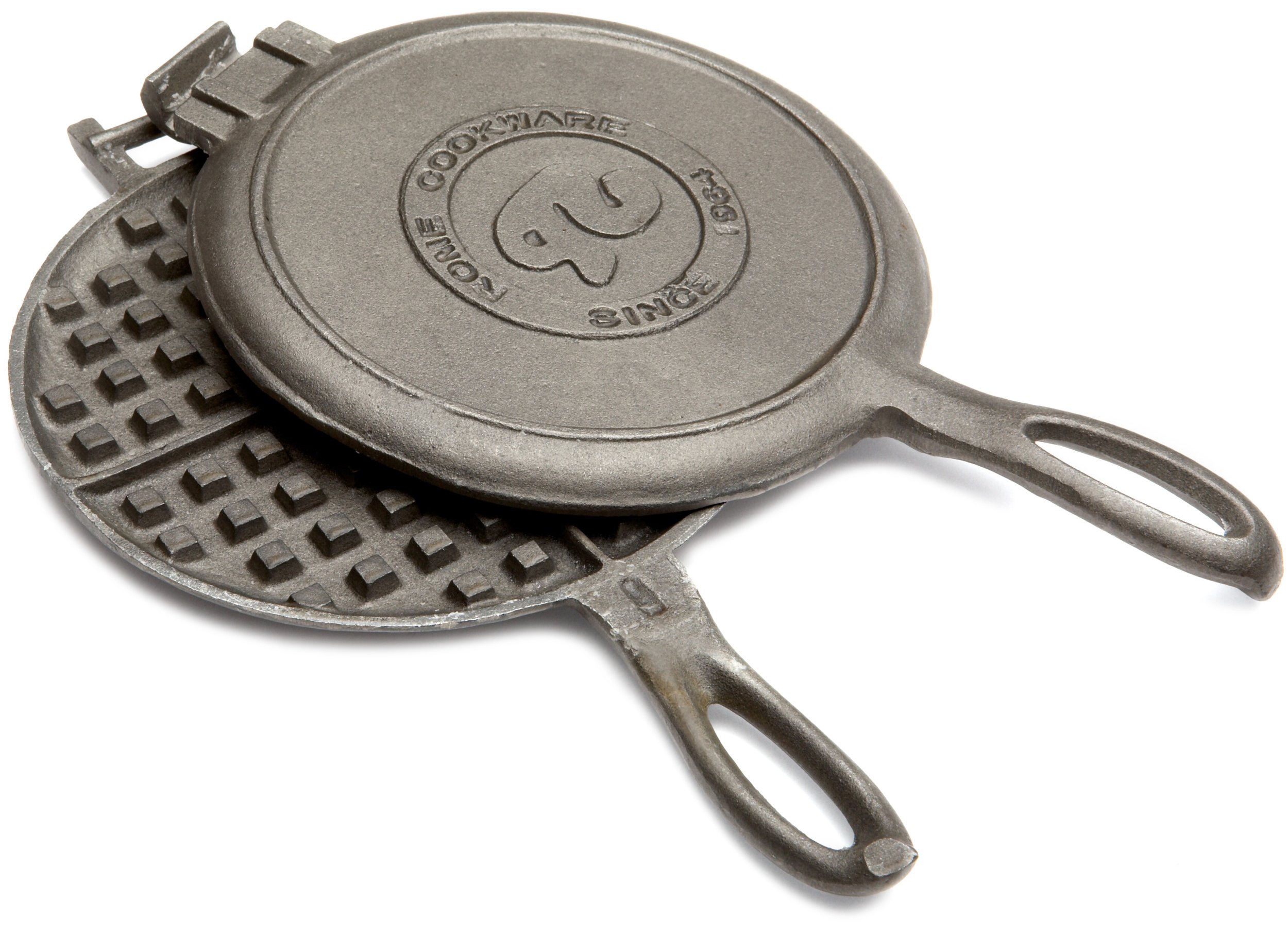 Rome Industries Old Fashioned Cast Iron Waffle Maker - Black | Classic Belgian Waffle Iron for Stovetop & Camping | Perfect for Breakfast, Brunch & Outdoor Cooking