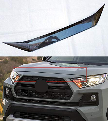 Carbon Fiber Style ABS Plastic Front Hood Grille Lip Cover Trim for Toyota RAV4 RAV-4 Adventure 2019-2022 - Enhance Your Car's Sporty Look for Street Racing & Custom Styling