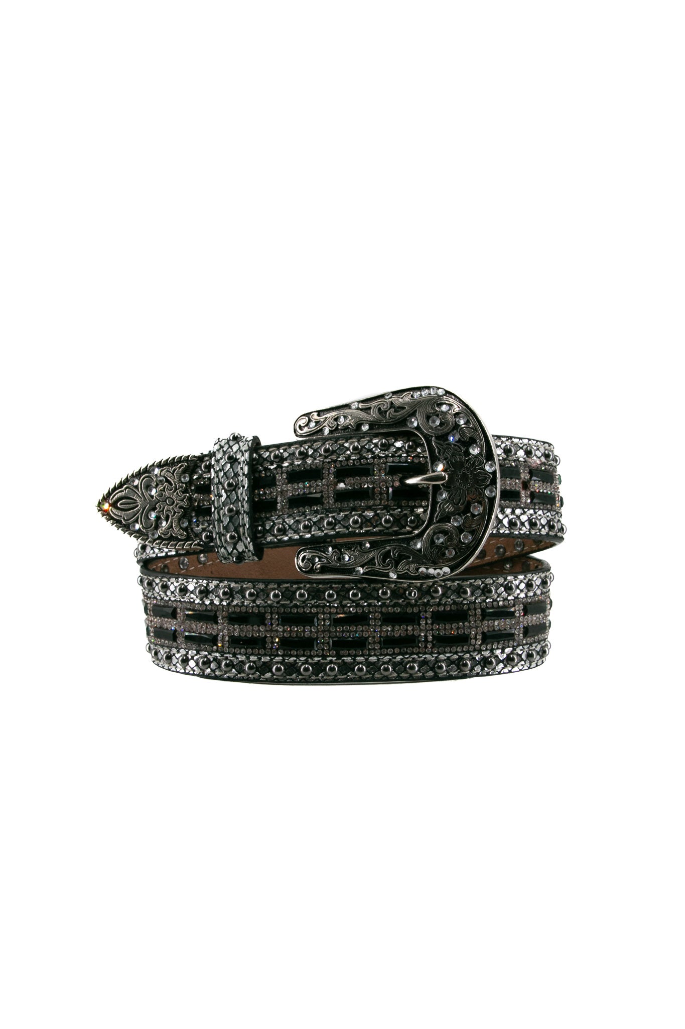 Nocona Metallic Stud Crystal Black Cowgirl Belt for Western Fashion & Rodeo Events - Stylish Accessory for Women's Outfits