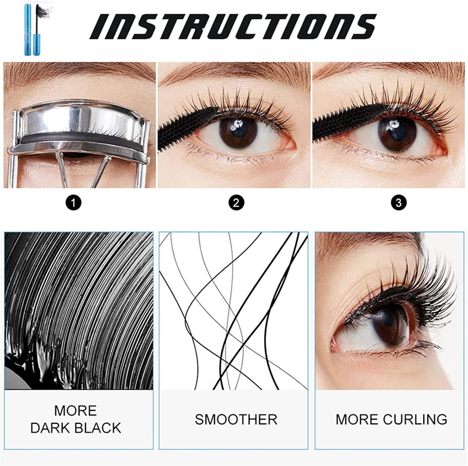 Primelash Hypoallergenic Waterproof Mascara for Seniors & Mature Women - Volumizing Formula for Thinning Lashes | Gentle Eye Makeup for Sensitive Eyes | Perfect for Daily Use, Special Occasions & Aging Eye Care