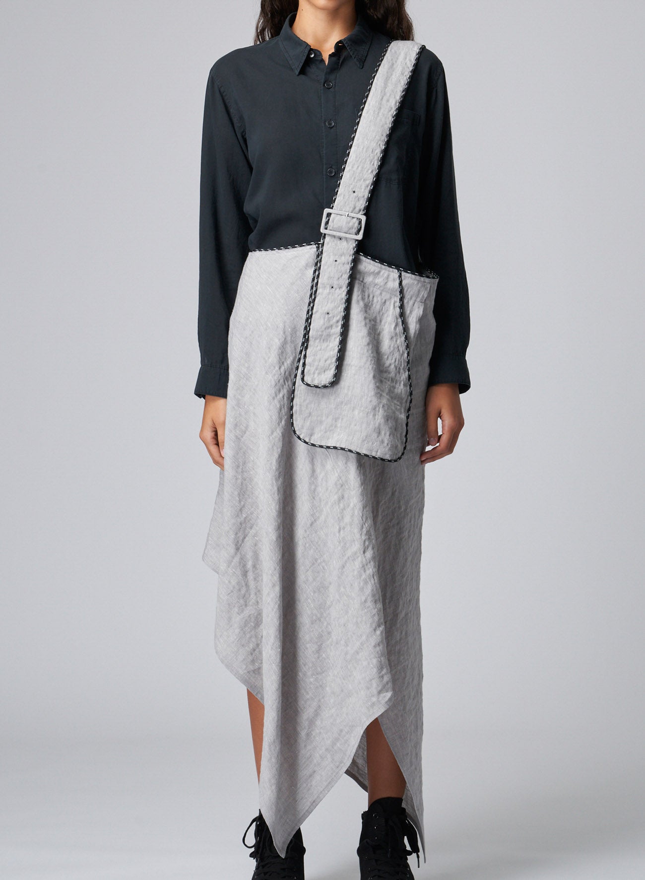 Breathable Linen Rayon Asymmetric Skirt with Adjustable Shoulder Strap | Summer Boho Beach Dress for Women