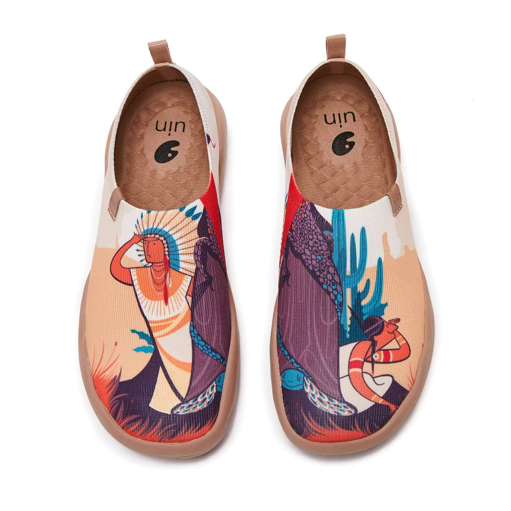 UIN Women's Lightweight Slip-On Knit Loafers - Artistic Painted Travel Shoes | Comfortable Casual Fashion Sneakers for Walking, Travel & Everyday Wear | Toledo Ⅱ Collection