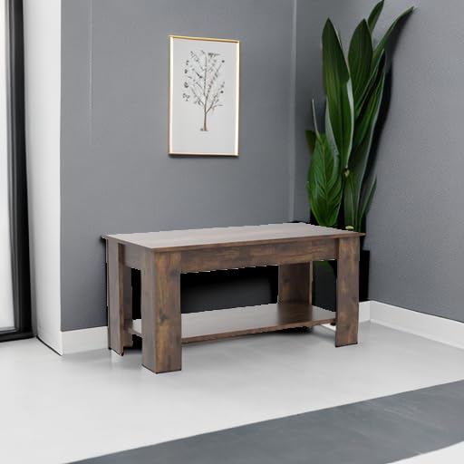 FDW Lift Top Coffee Table with Hidden Compartment & Storage Shelf - Solid Wood Lift Tabletop for Living Room, Office, Reception - Modern Brown Lift-Up Coffee Table for Small Spaces, Home Decor & Storage Solutions