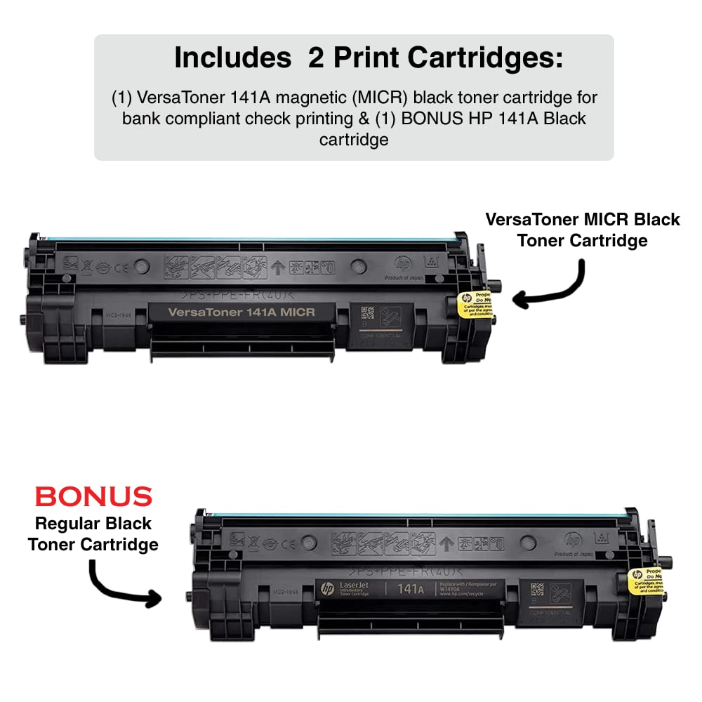 VersaCheck HP Laserjet M140 MXE MICR All-in-One Check Printer with X9 Platinum 5-User Check Printing Software Bundle - Perfect for Small Business Accounting & Secure Check Printing
