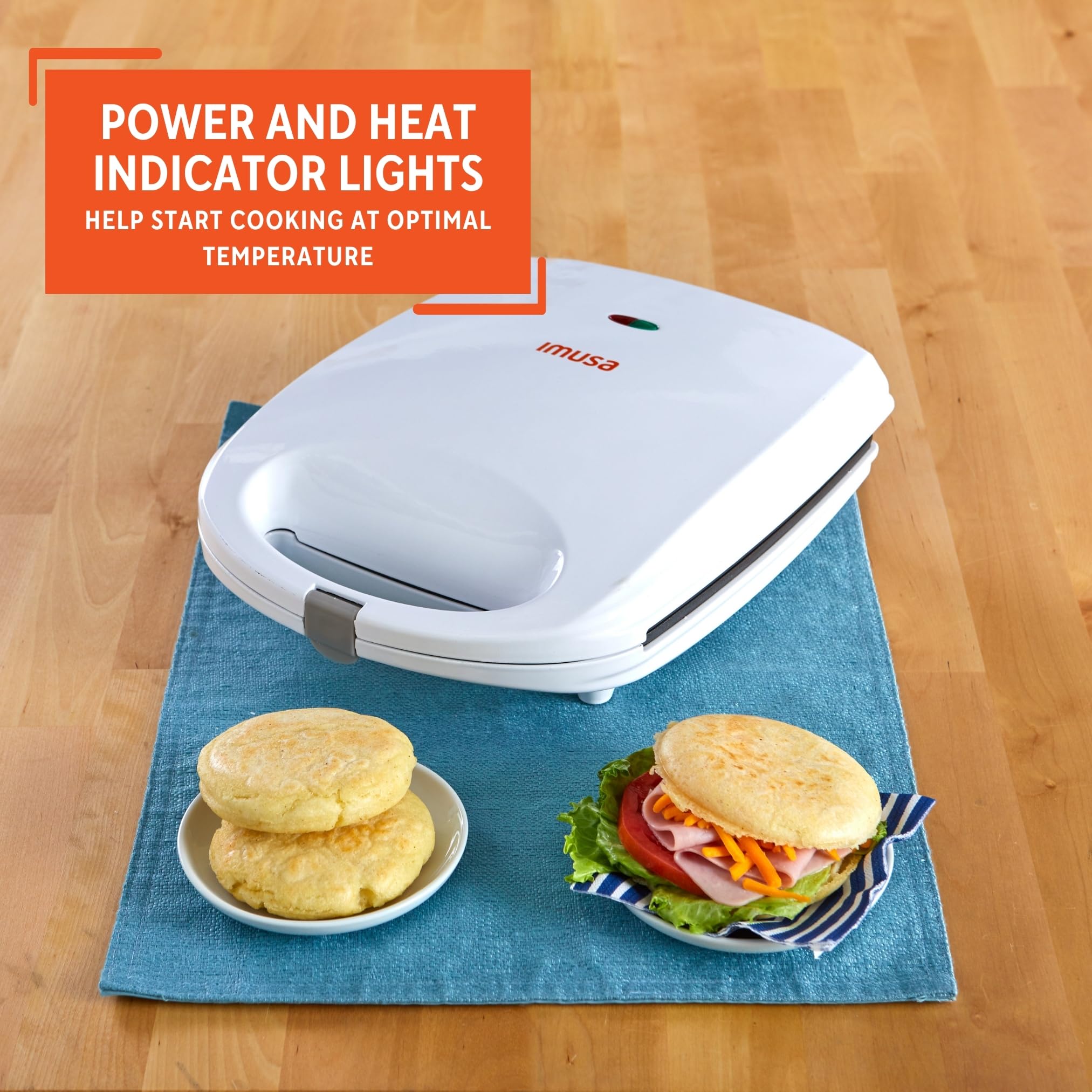 IMUSA USA 4-Slot Electric Arepa Maker with Nonstick Surface - 1200W for Perfect Colombian & Venezuelan Arepas - Ideal for Home Cooking & Latin American Cuisine