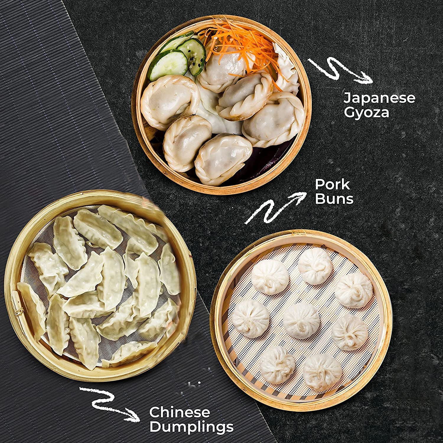 10-Pack Reusable 13-Inch Round Silicone Steamer Liners - Non-Stick Bamboo Steamer Mesh Mats for Dim Sum, Dumplings & Cooking - Perfect for Home Kitchen, Restaurants & Meal Prep (13 x 13 Inch)