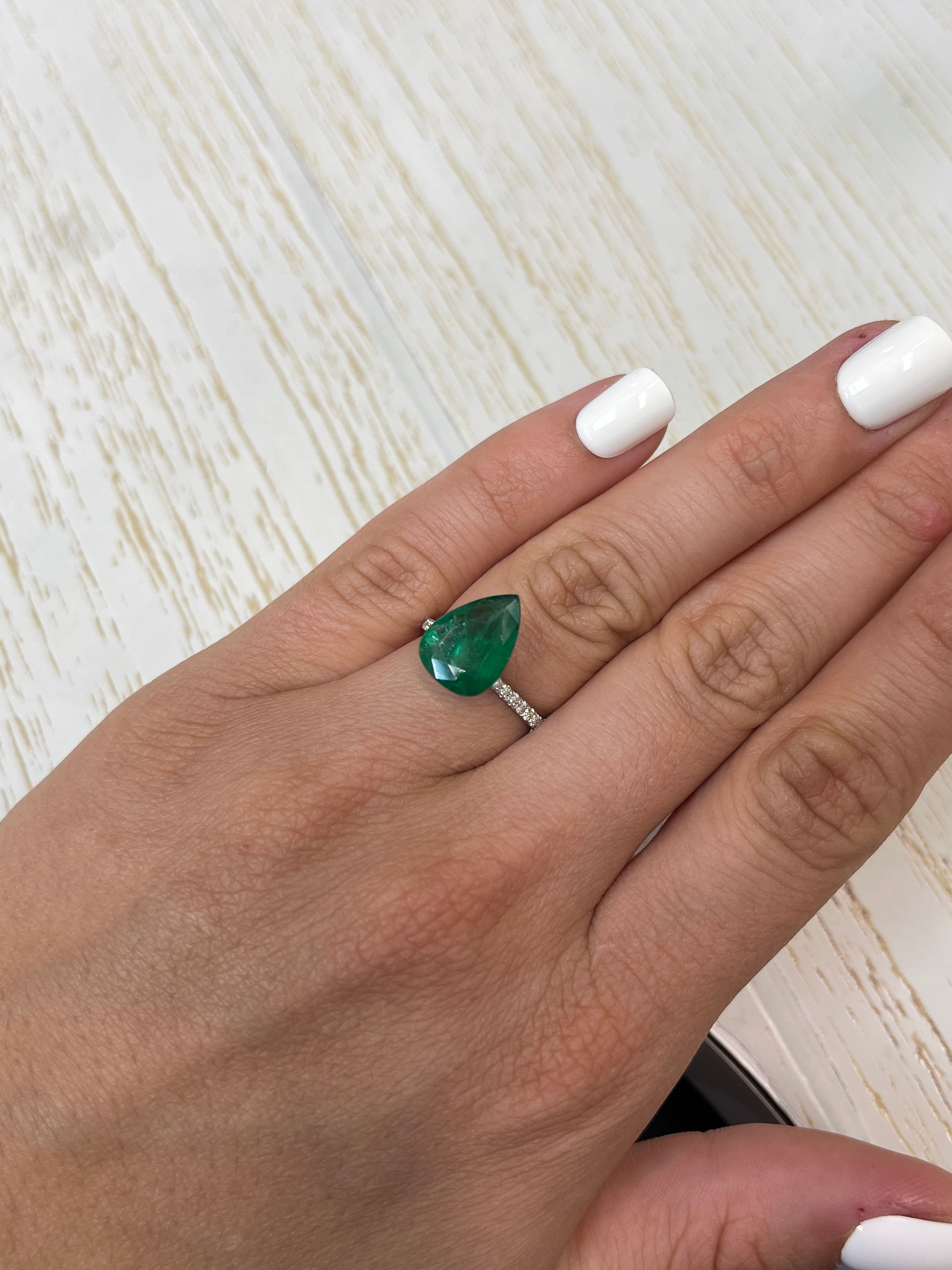 3.78 Carat 14x10mm Deep Green Natural Loose Zambian Emerald Pear Cut Gemstone for Jewelry Making, Engagement Rings & Luxury Gifts