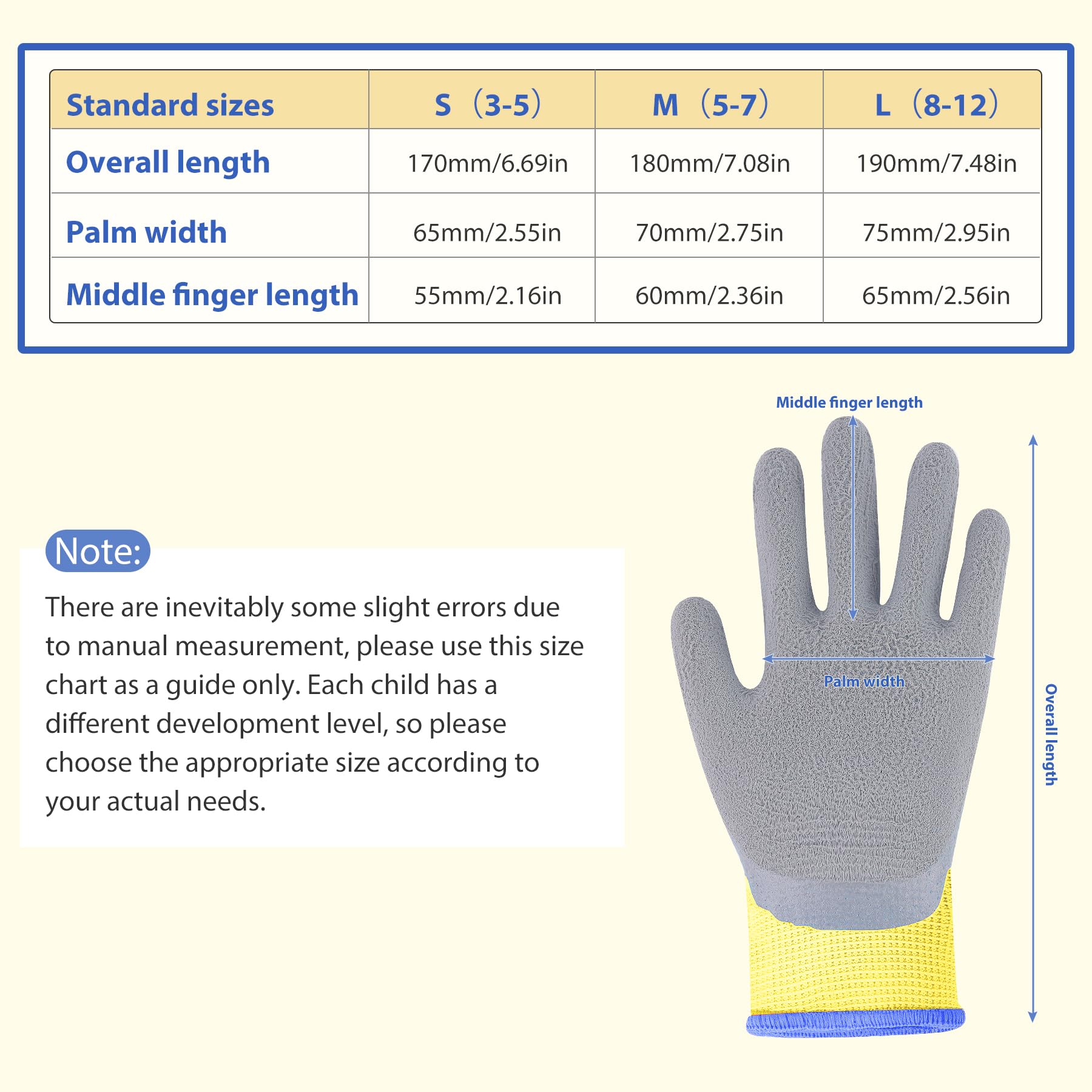 **Kids Gardening Gloves - 2 Pairs Non-Slip Rubber Safety Gloves for Toddlers (Ages 3-5) - Yellow & Blue - Perfect for Gardening, Fishing, Cycling & Outdoor Play**