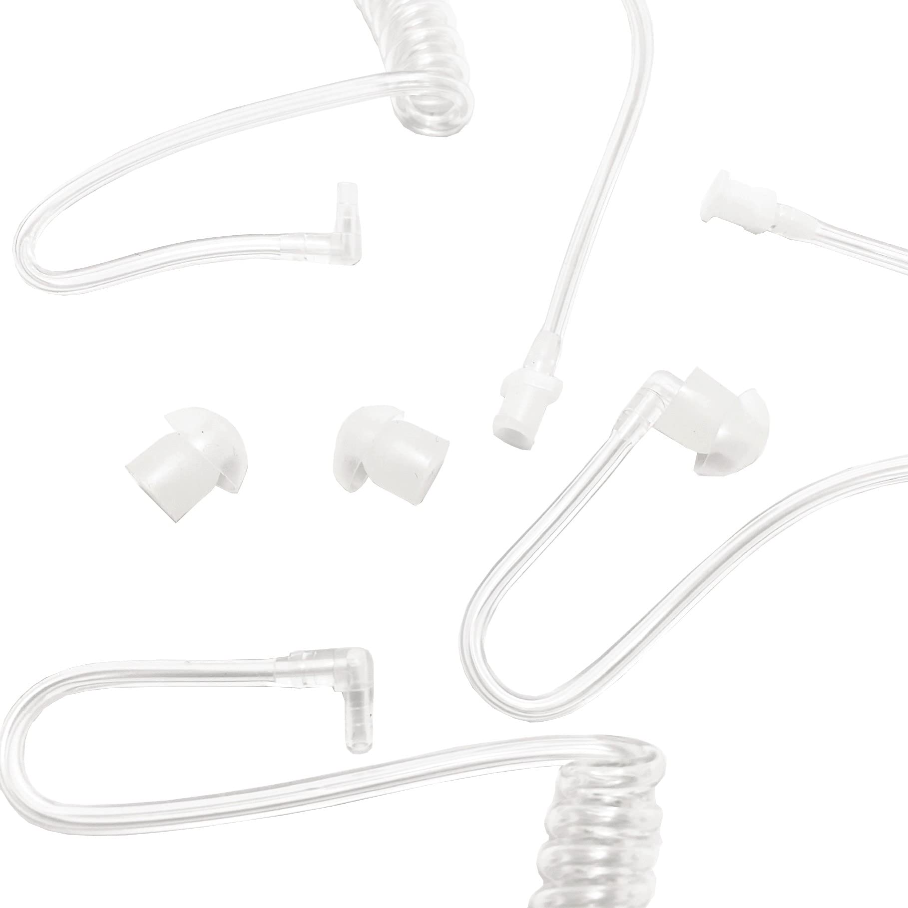 MaximalPower Twist On Replacement Acoustic Tube with Medium Earmolds (Left & Right) - 4 Pack for 2-Way Radio Headsets - Perfect for Communication, Security, and Industrial Work Environments