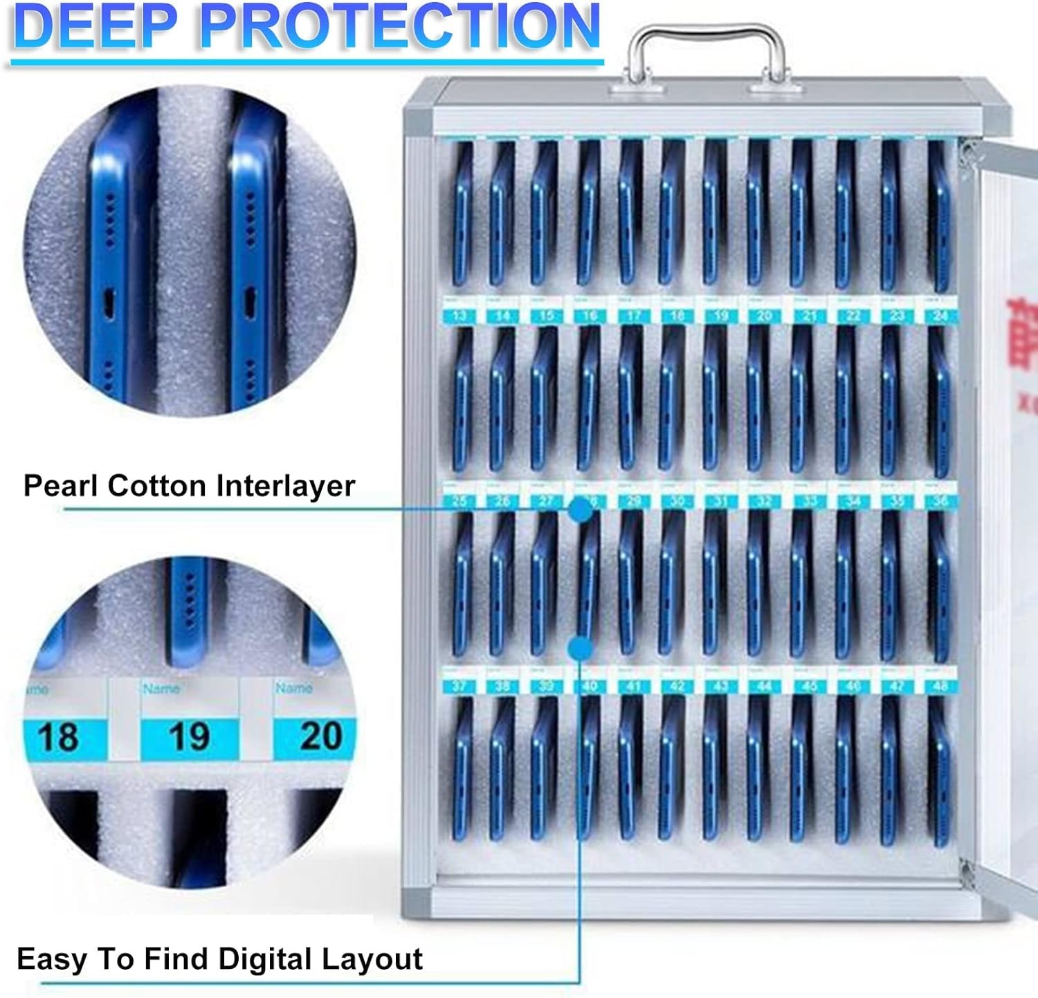 Aluminum Alloy Wall-Mounted Pocket Chart Storage Cabinet - 12-Slot Phone Holder Organizer for iPhone, Samsung & Smartphones | Desktop & Wall Organization Solution for Home, Office & Retail Stores