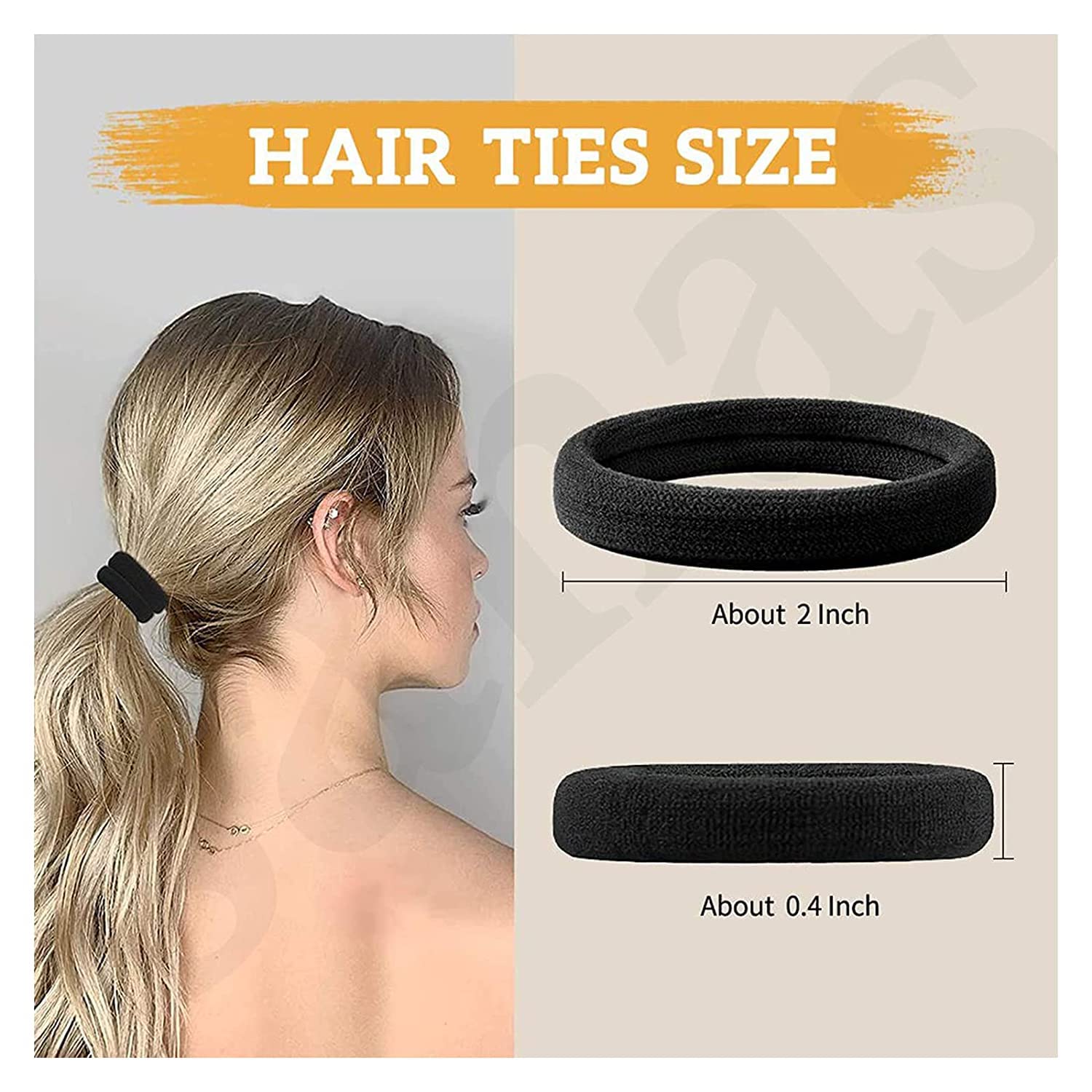 VRT Stretchable Hair Bands for Women & Girls - Soft Elastic Cotton Hair Ties (60 Pack, Black) - Perfect for Gym, Work, School & Everyday Hairstyles