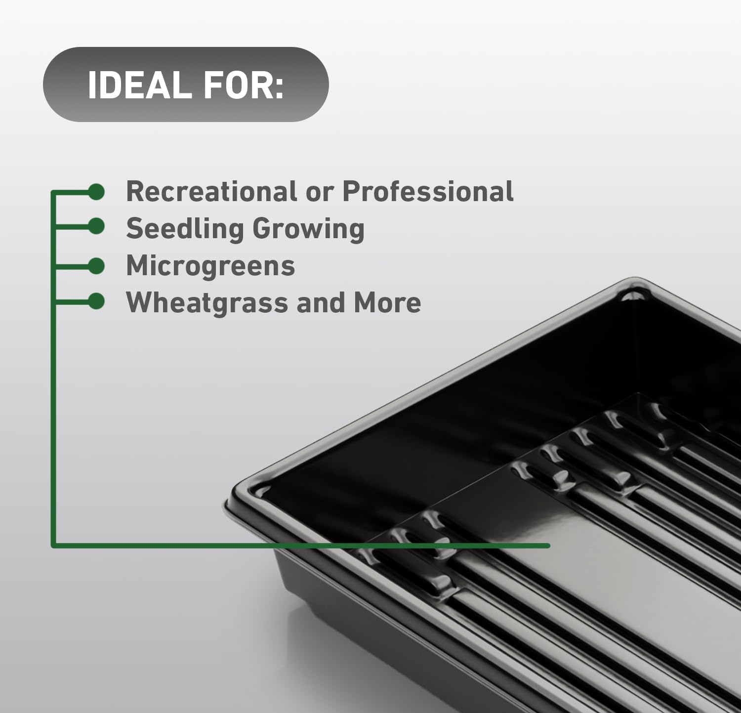 50 Pack 10x20 Inch Black Plastic Plant Propagation Trays - Seed Starting, Microgreens, Hydroponics & Gardening Supplies - No Drain Holes for Indoor/Outdoor Plant Growing & Greenhouse Use