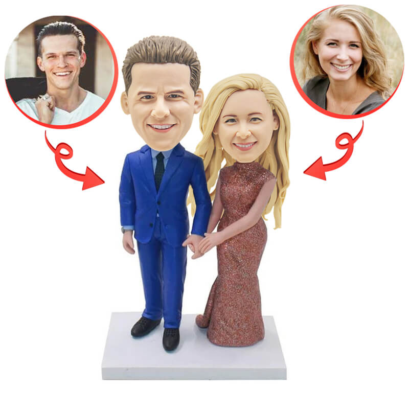 Custom Anniversary Couple Bobblehead - Personalized Wedding Gift for Couples - Perfect for Anniversaries, Valentine's Day & Romantic Occasions
