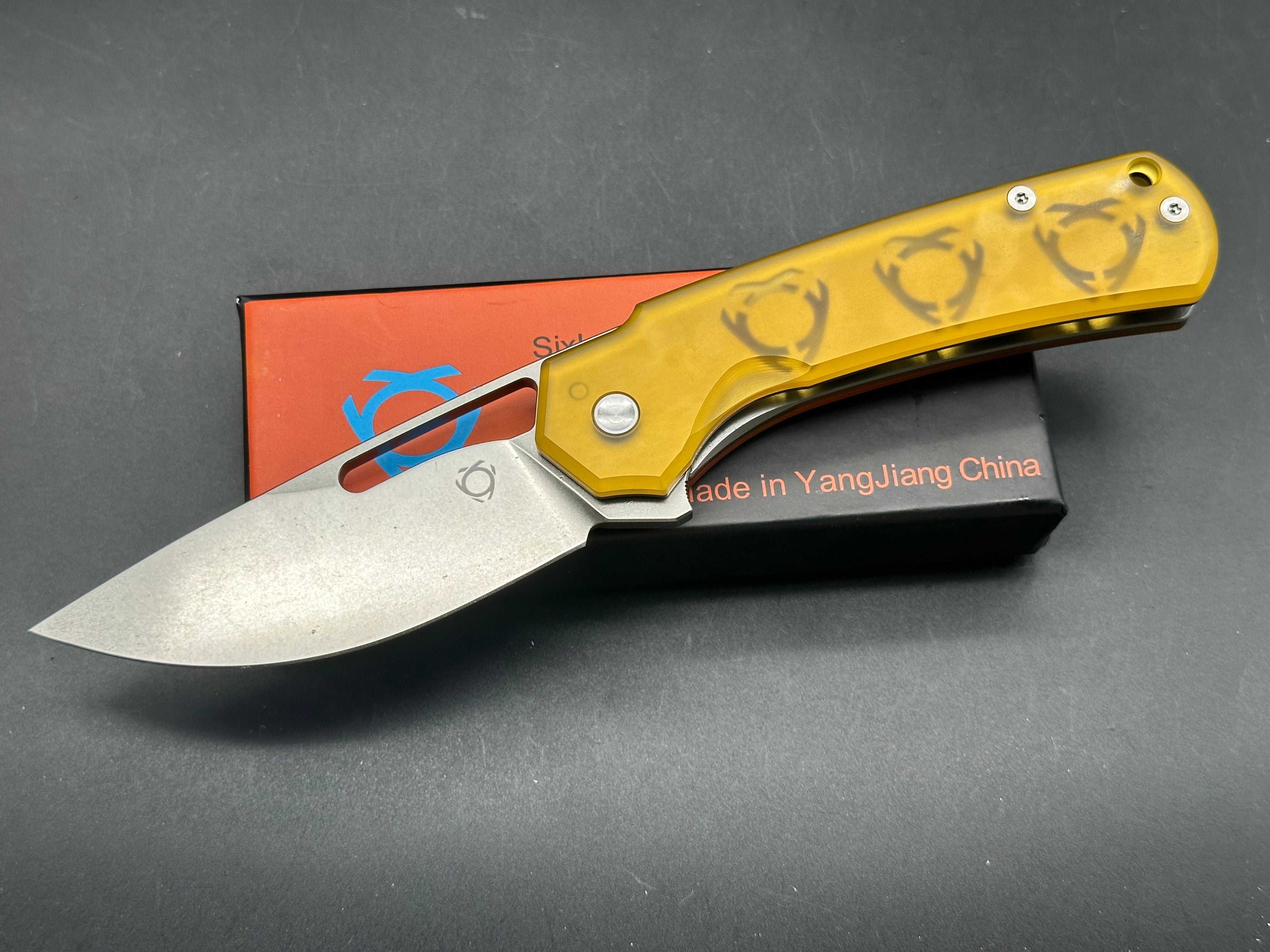 Sixleaf SL 25 Liner Lock Pocket Knife with PEI Scales & CPM20CV Blade - EDC, Outdoor Camping, Hiking, Survival Gear