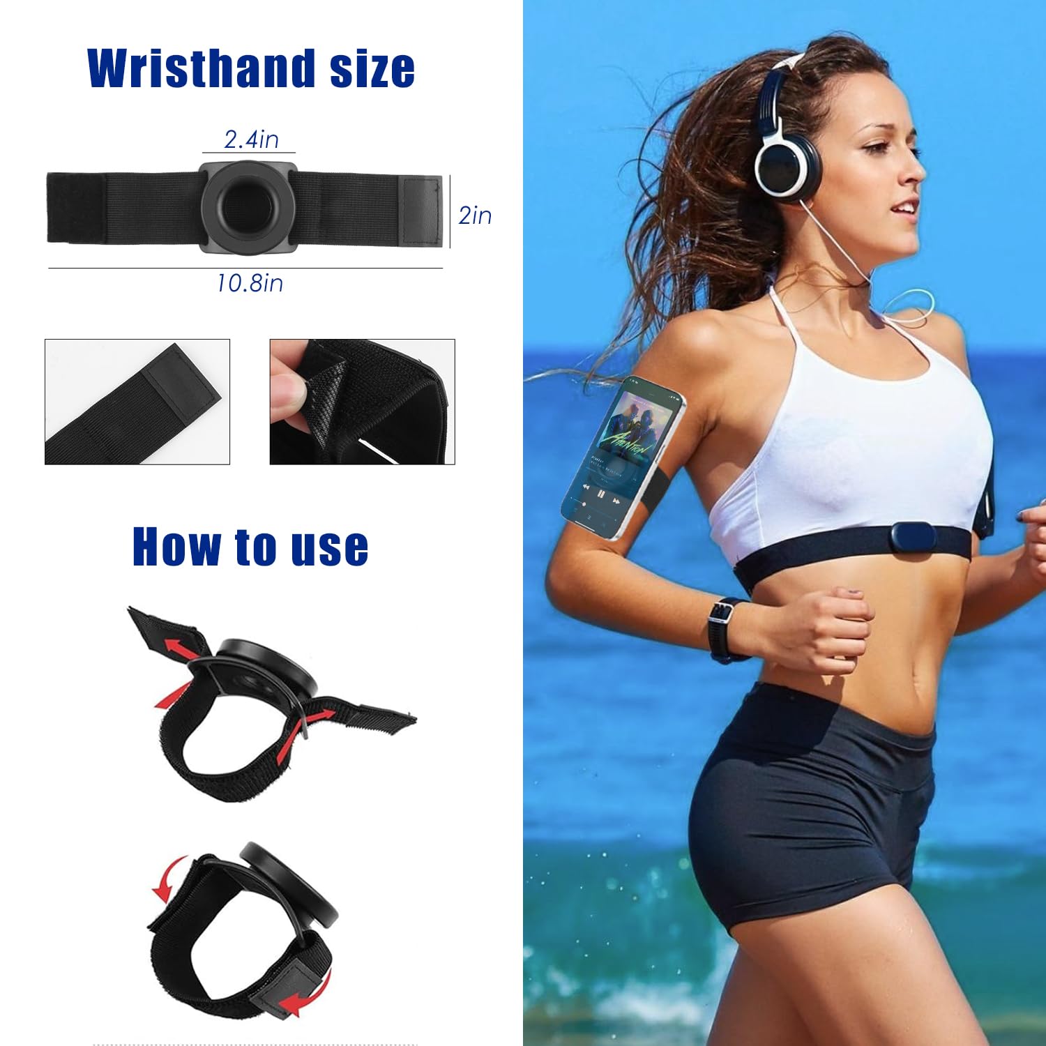 360° Rotatable Magnetic Running Phone Holder for iPhone - Armband Wrist Phone Holder Compatible with Magsafe iPhone 15 14 13 12 Pro Max Plus Mini - Perfect for Jogging, Gym Workouts & Outdoor Activities