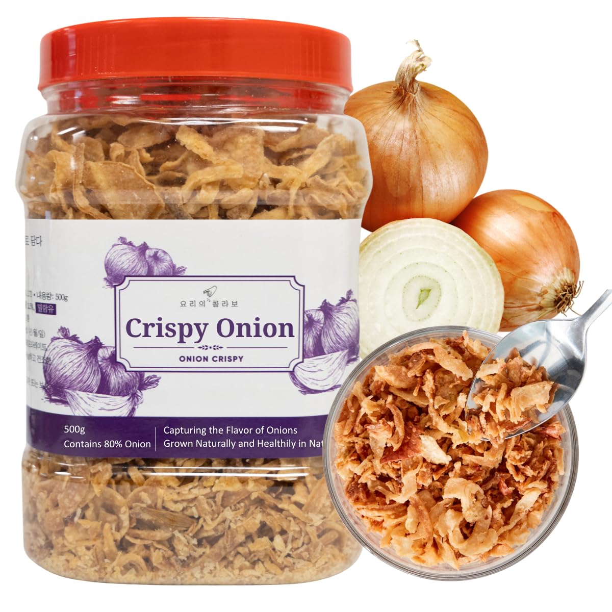 Crispy Onion Toppings - 17.6OZ Pack for Salads, Burgers, Rice, Noodles & Ramen | Crunchy Onion Garnish for Asian Dishes, Hot Dogs & Snacks | Perfect for Home Cooking & Restaurant Use
