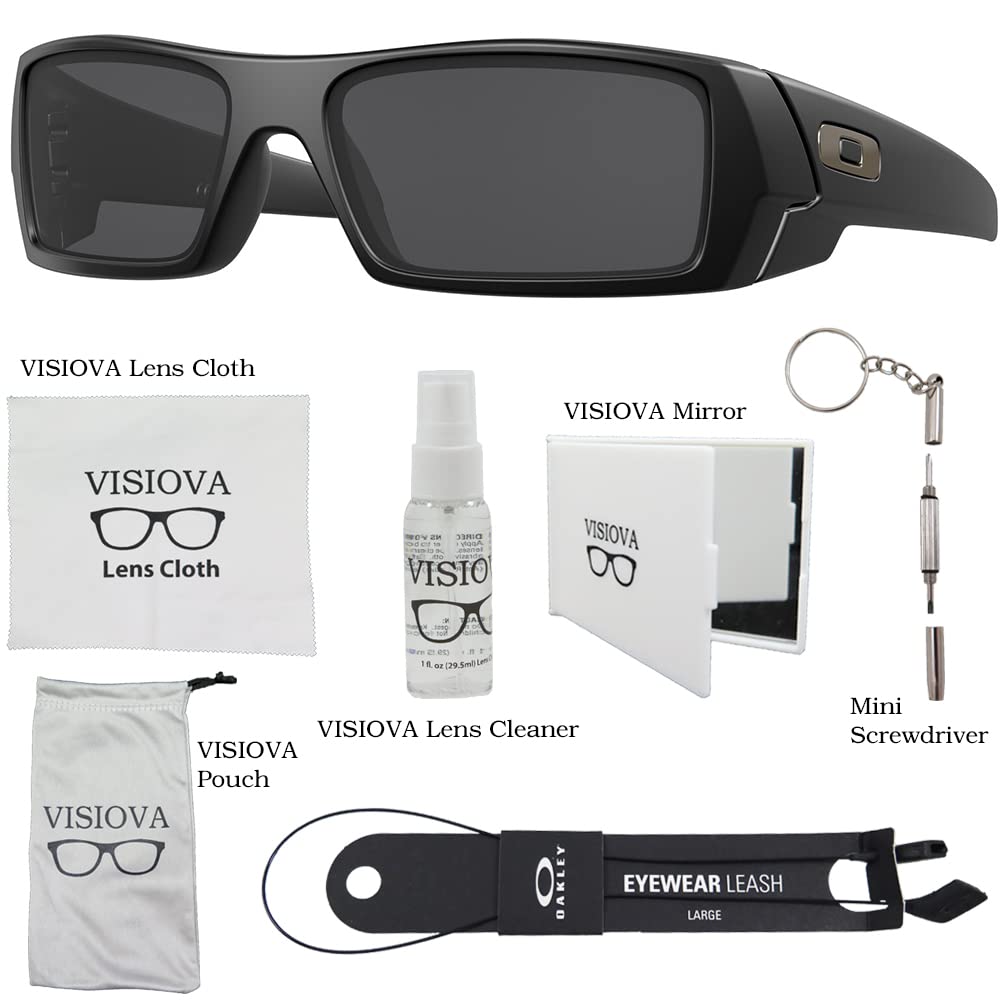 Oakley Gascan OO9014 Polarized Sunglasses for Men - UV Protection, Lightweight Frame with Bundle Leash & VISIOVA Accessories - Perfect for Running, Cycling, and Outdoor Sports