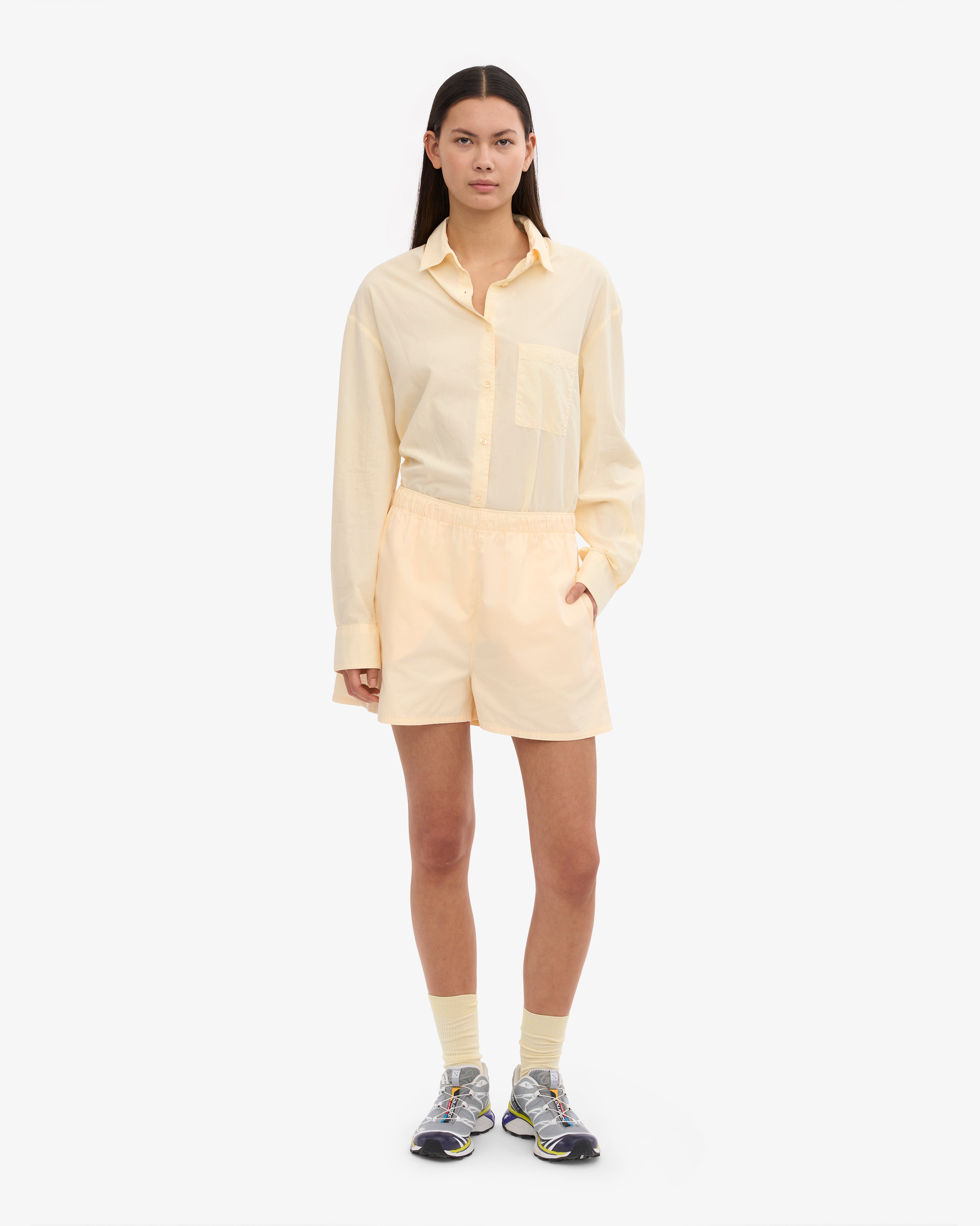 Organic Cotton Twill Shorts for Women - Soft Yellow - Comfortable Casual Wear for Summer & Travel
